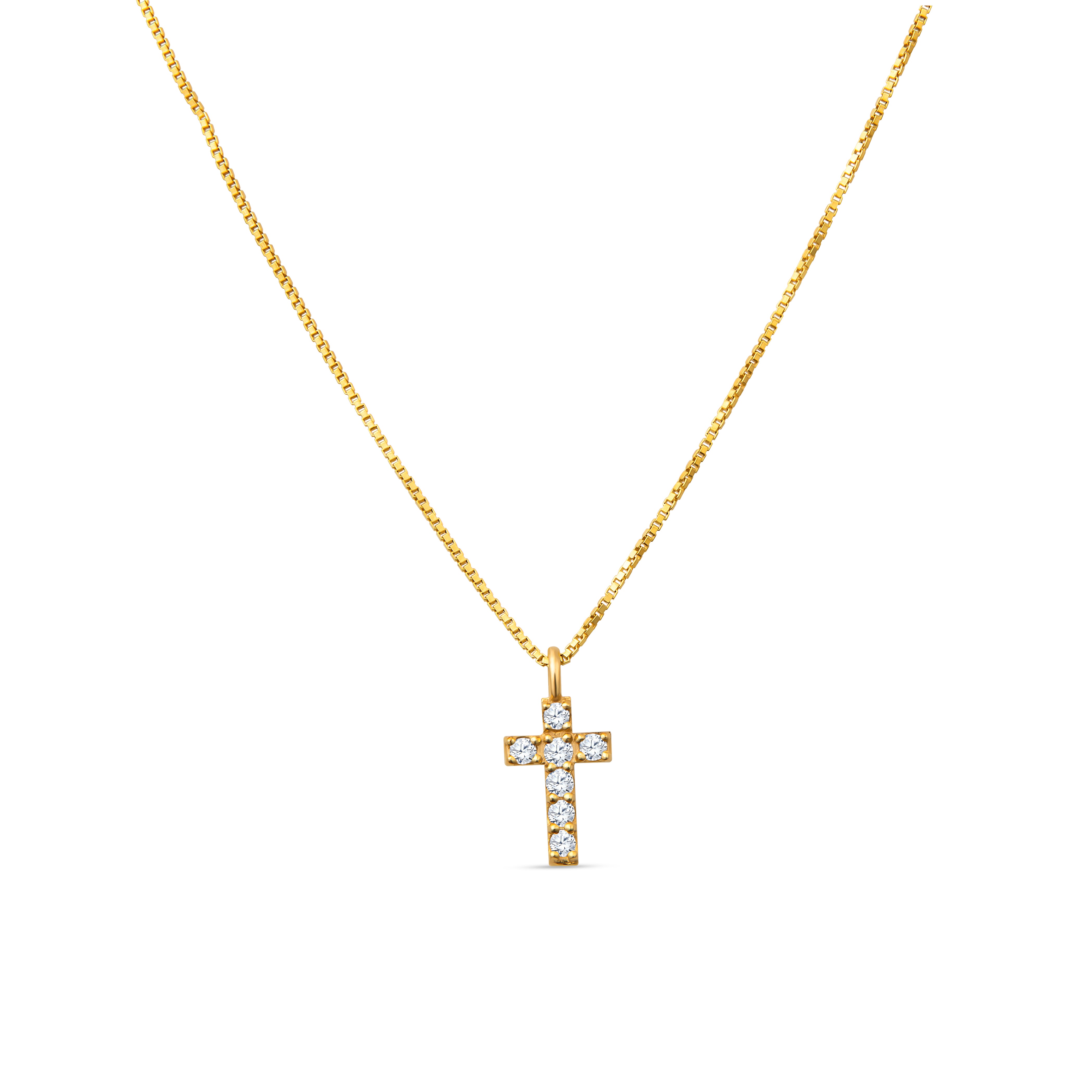 14K Gold Dainty Diamond Cross Necklace for Women - Elegant Religious Jewelry Gift for Baptism, First Communion & Everyday Wear