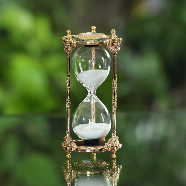 30 or 60 Minute Crystal Hourglass Timer - Silver or Gold Finish - Perfect for Board Games, Classroom, Office Decor & Meditation
