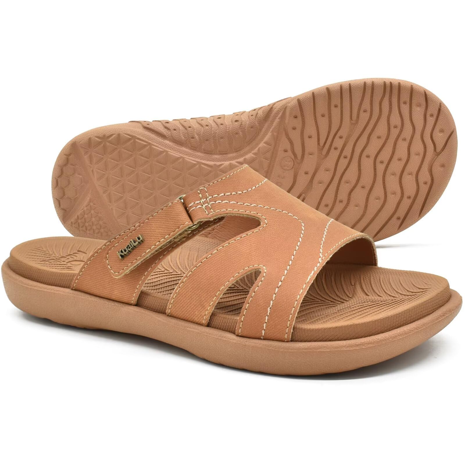 KuaiLu Women's Orthotic Slides - Lightweight Athletic Sandals with Thick Cushion & Arch Support for Plantar Fasciitis - Yoga Mat Slippers for Ladies - Perfect for Yoga, Gym, Home & Outdoor Comfort