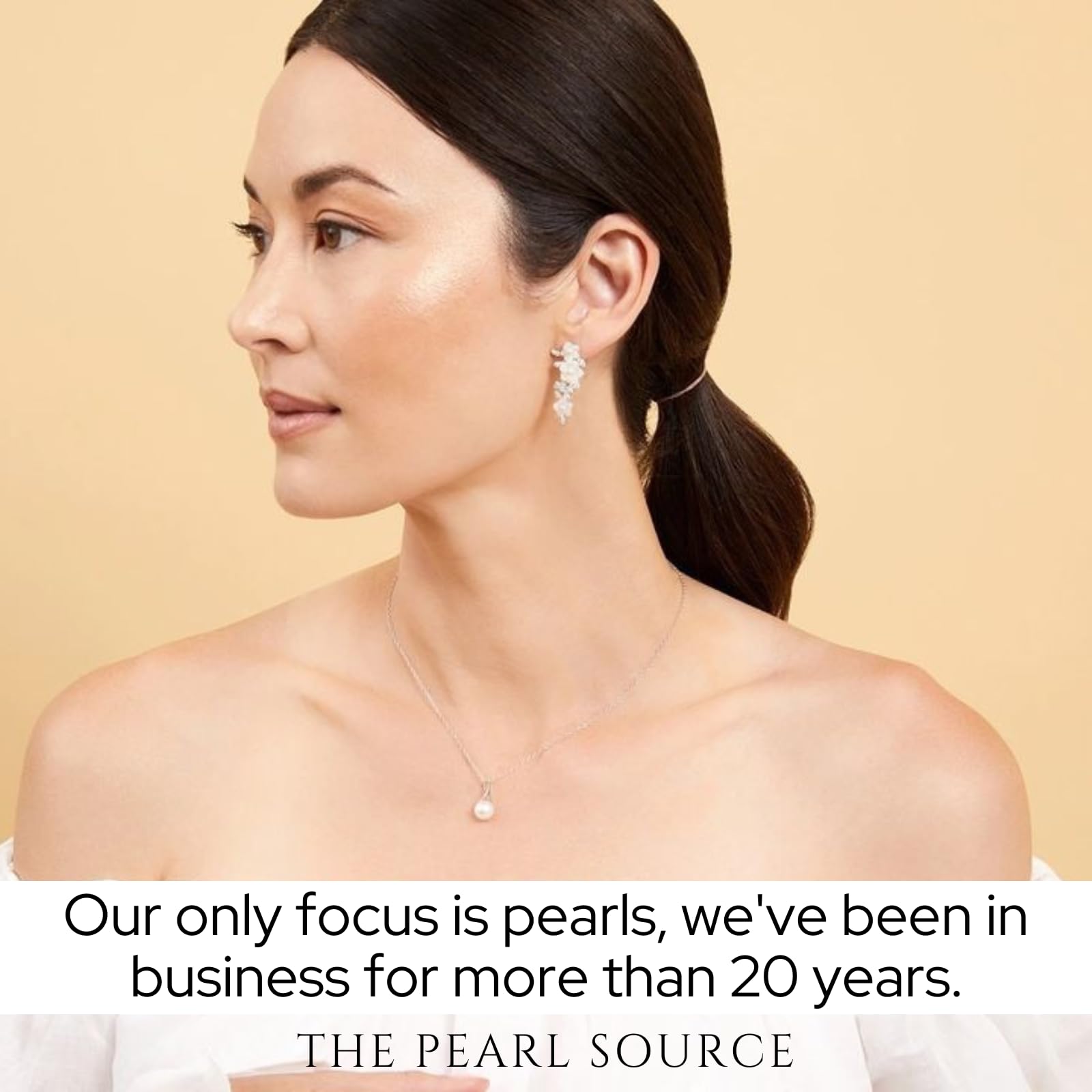 The Pearl Source White Freshwater Pearl Pendant Necklace for Women - 925 Sterling Silver Chain, Cultured Pearl Jewelry | Elegant Anniversary Gift for Her, Perfect for Weddings, Date Nights & Special Occasions