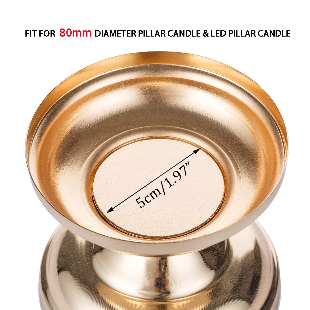 10 Pcs Gold Metal Pillar Candle Holders - Elegant Wedding Centerpieces & Candlestick Holders for 3