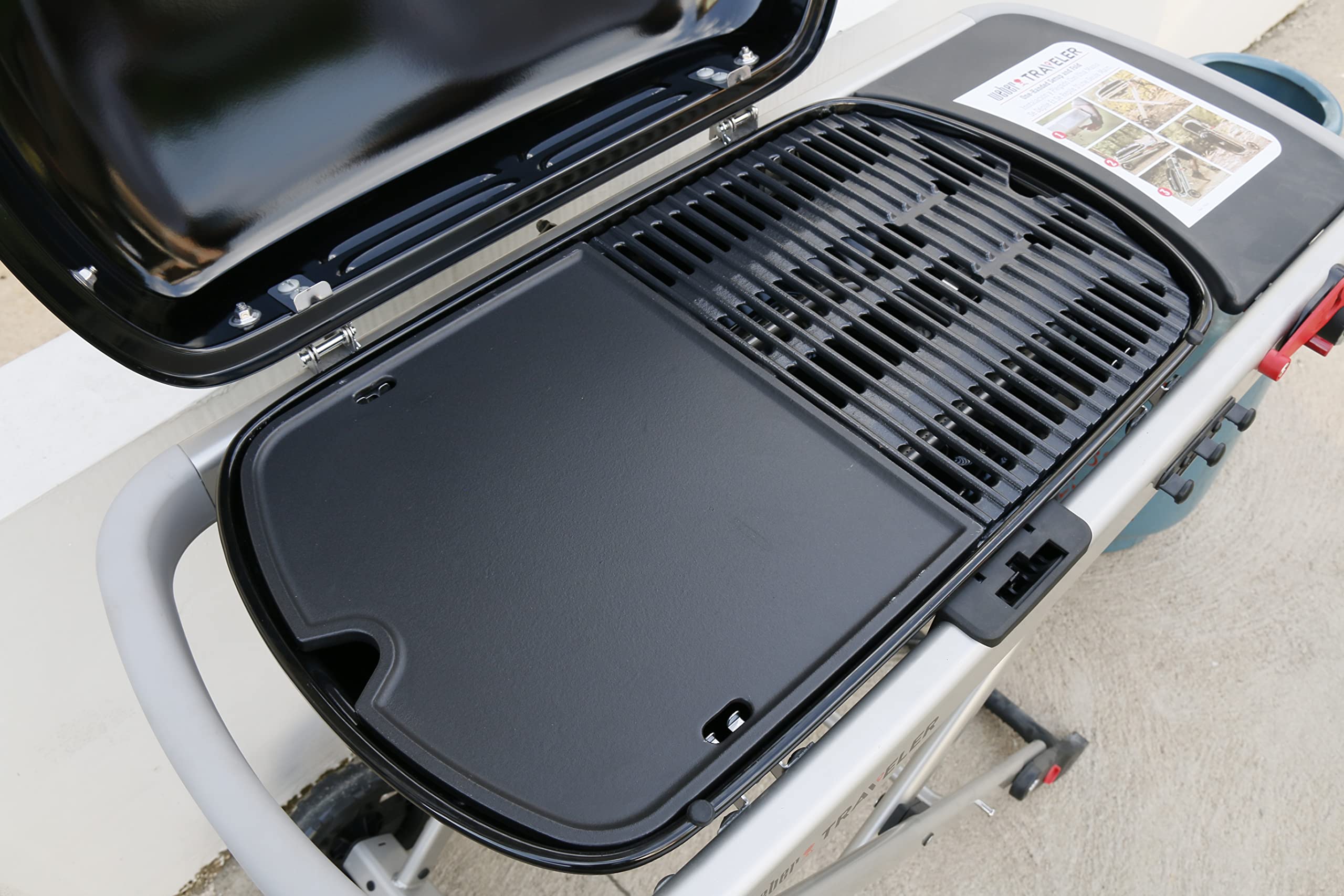 Uniflasy Cast Iron Griddle for Weber Traveler Portable Gas Grill - Heavy Duty Pre-Seasoned Griddle Pan Fits Weber 9010001 - Perfect for Outdoor Camping, BBQ, Tailgating & Backyard Cooking