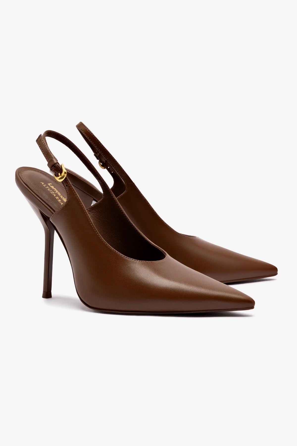 Larroudé x Altuzarra Women's Leather Pumps in Burnt Umber - Stylish High Heel Shoes for Work, Party & Special Occasions