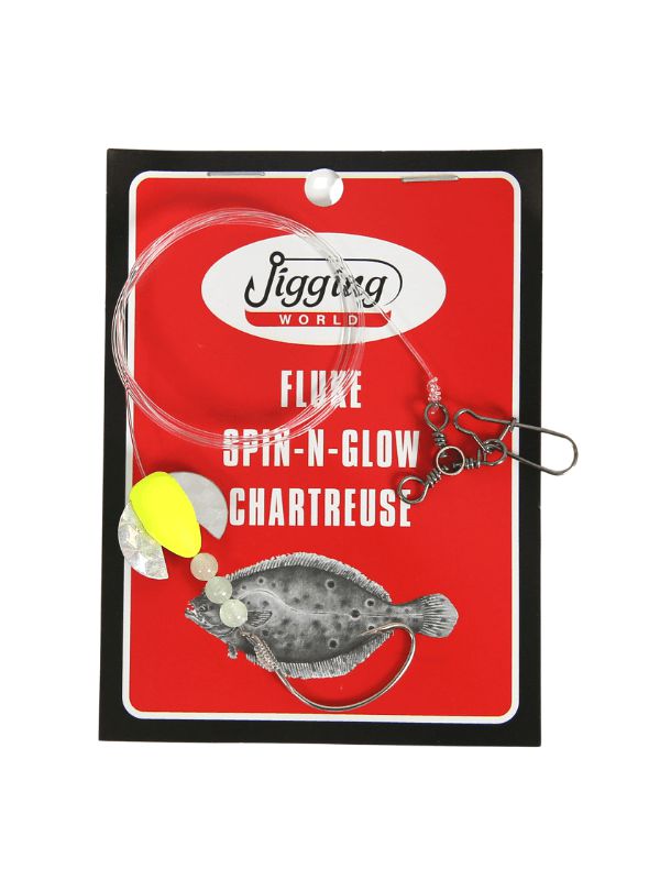 Jigging World Fluke Rigs with Spin & Glow - Premium Saltwater Fishing Lures for Fluke, Flounder & Sea Bass - Perfect for Offshore & Inshore Fishing Trips