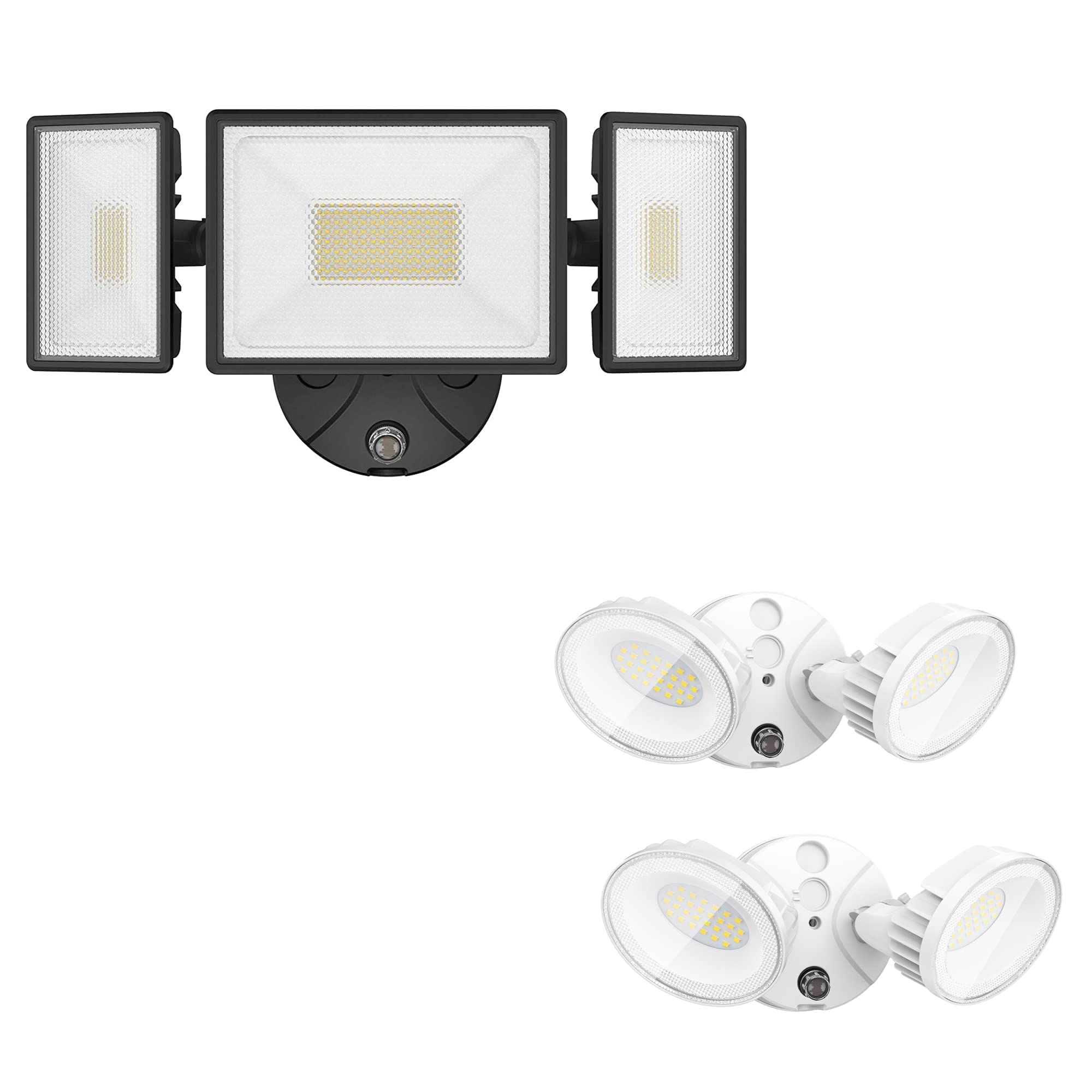 Onforu 80W & 50W LED Dusk to Dawn Security Lights - 7200LM & 4500LM Waterproof Outdoor Flood Lights with 3 Adjustable Heads & Photocell Sensor - 6000K Bright White for Garage, Patio, Yard & Driveway Security Lighting
