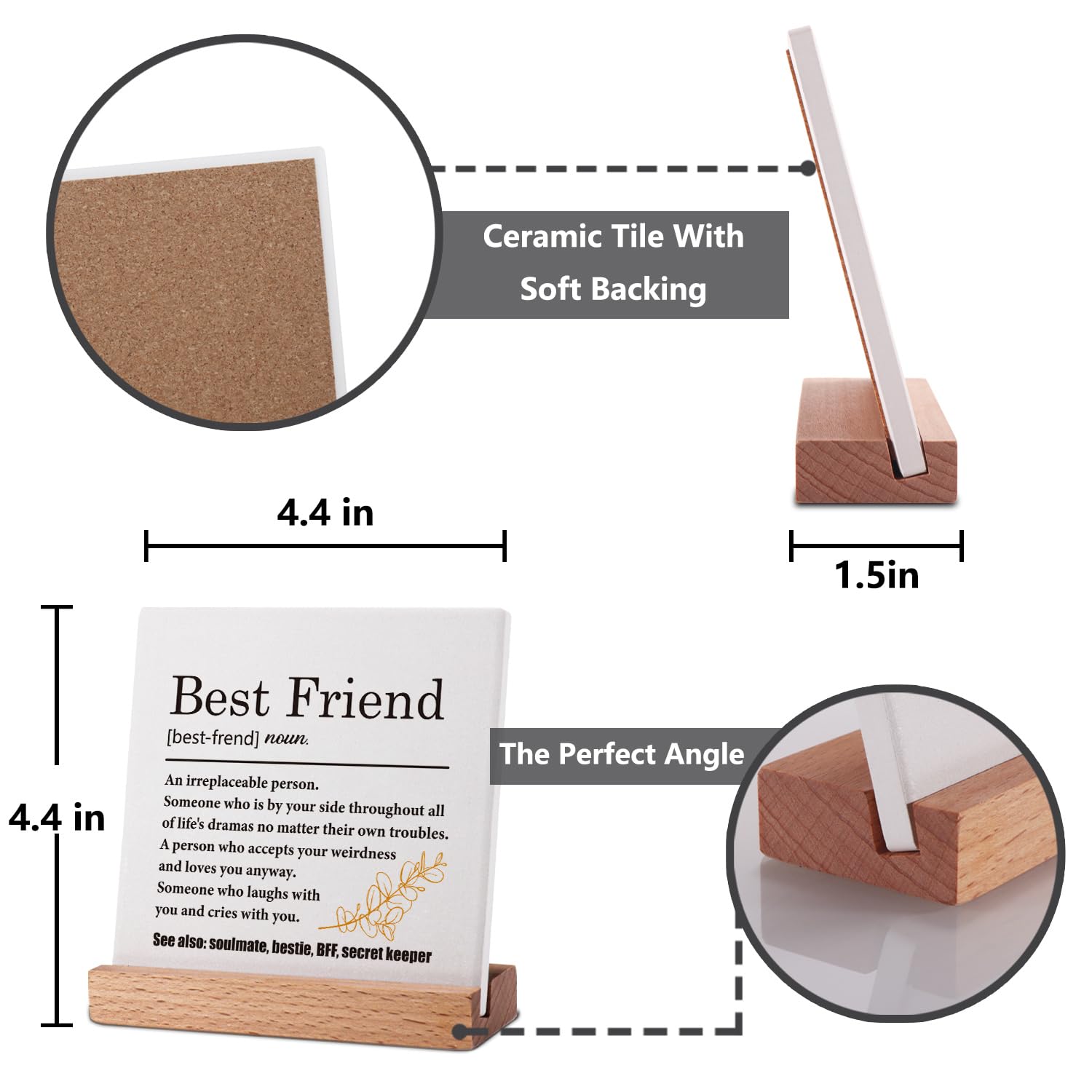 Best Friend Definition Gifts for Women - Thoughtful Birthday & Friendship Present for Her - Thank You Gift Idea - BFF Bestie Desk Decor Plaque Sign - Perfect for Office, Home Decor & Special Occasions