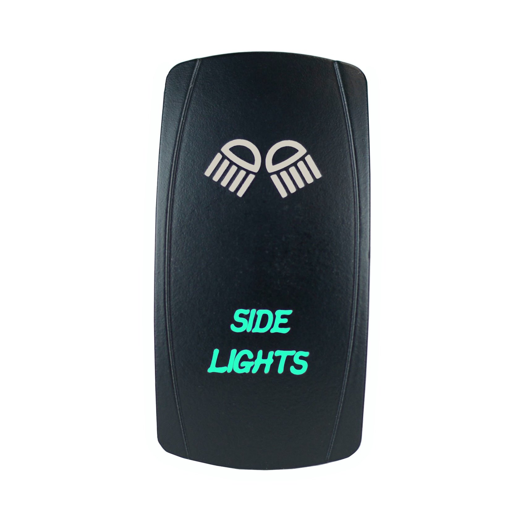 20A 12V Green LED Rocker Switch with Laser Backlit Side Lights - On/Off Power Switch for STV Motorsports, Marine, RV & Off-Road Vehicles
