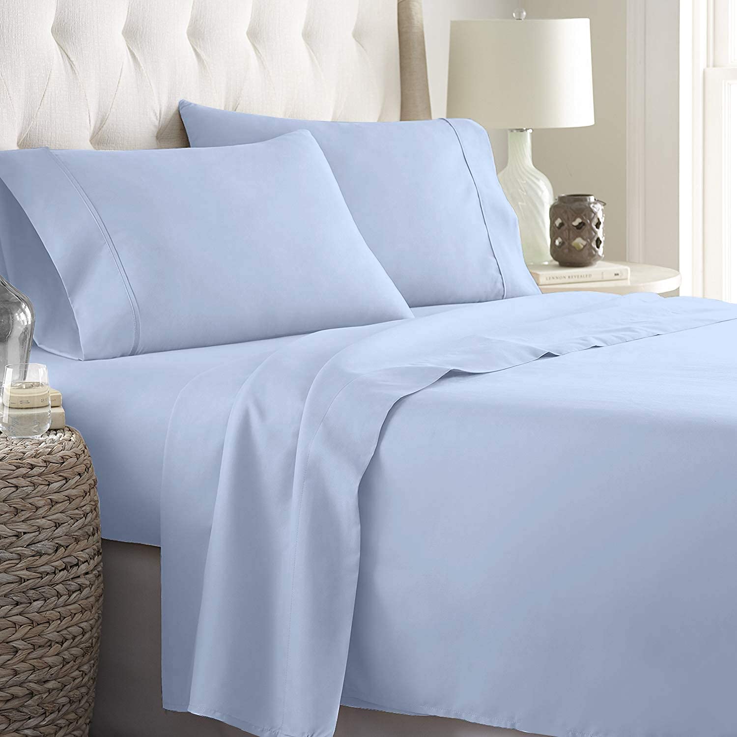 Premium 6-Piece Giza Cotton Queen Size Sheet Set - 100% Egyptian Cotton Bedding with Deep Pocket (Fits Mattress up to 18