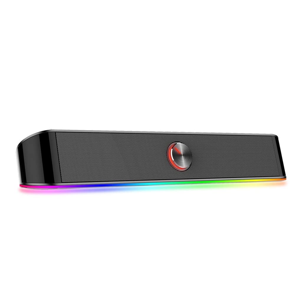 KGEZW 3.5mm Stereo Sound Bar with RGB Lighting - USB Powered Computer Speakers for PC, Laptop, Notebook - Surround Sound for Gaming, Music & Movies