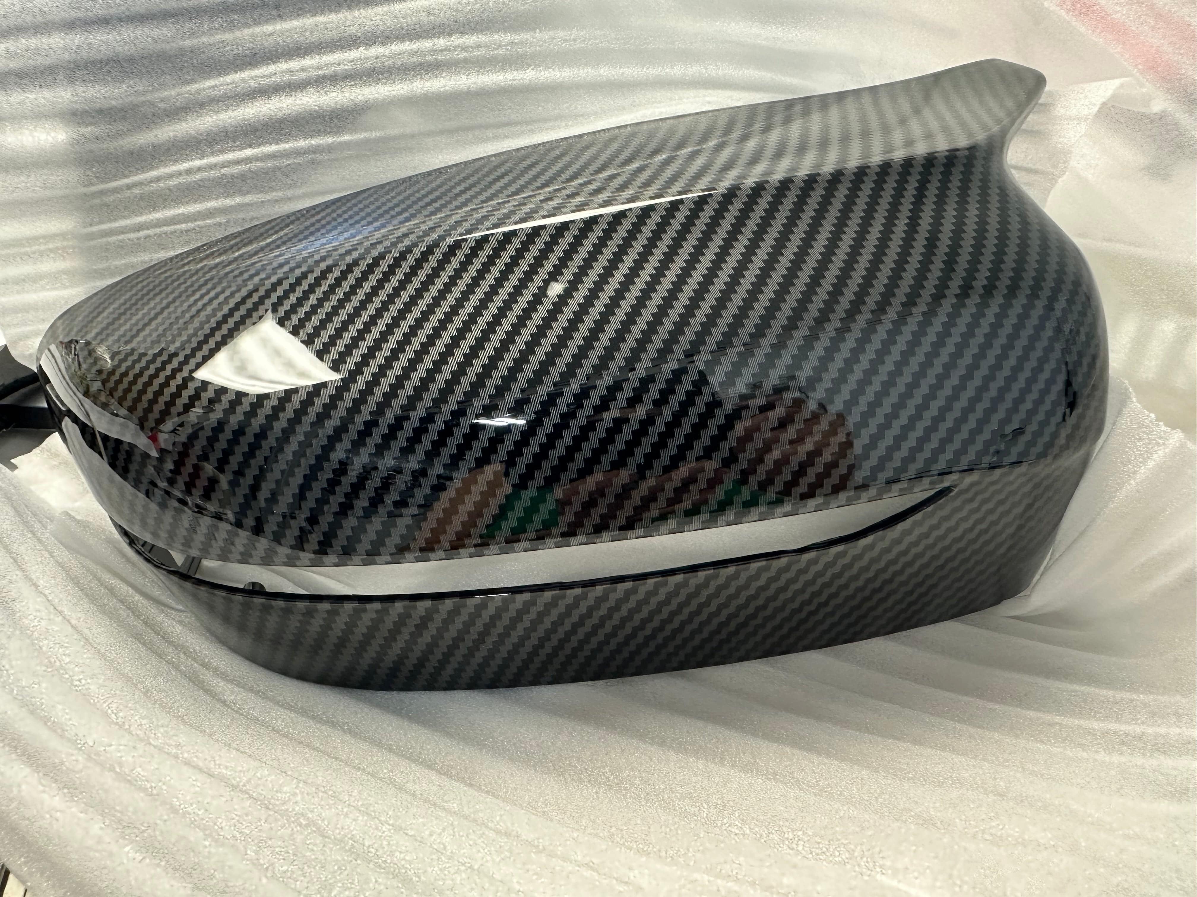M Style Mirror Cover Caps for 2015-2024 BMW 3/5/7 Series (G20 G28 G30 G38 G11 G12) - Carbon Fiber Look Side Mirror Covers - Upgrade Your BMW's Exterior Styling for Sporty Look & Protection