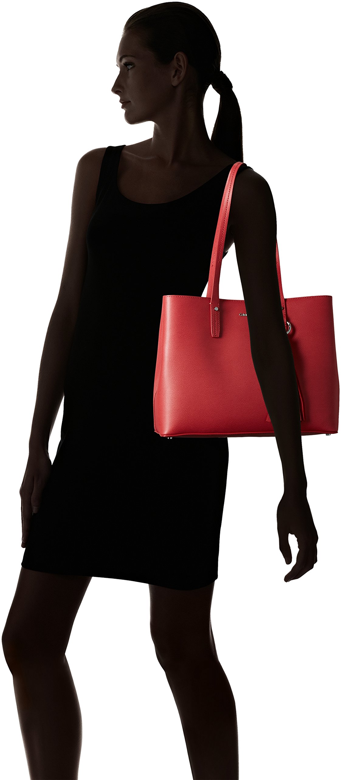 Calvin Klein Maggie Mercury Leather East/West Tote Bag for Women - Stylish Designer Handbag for Work, Travel & Everyday Use