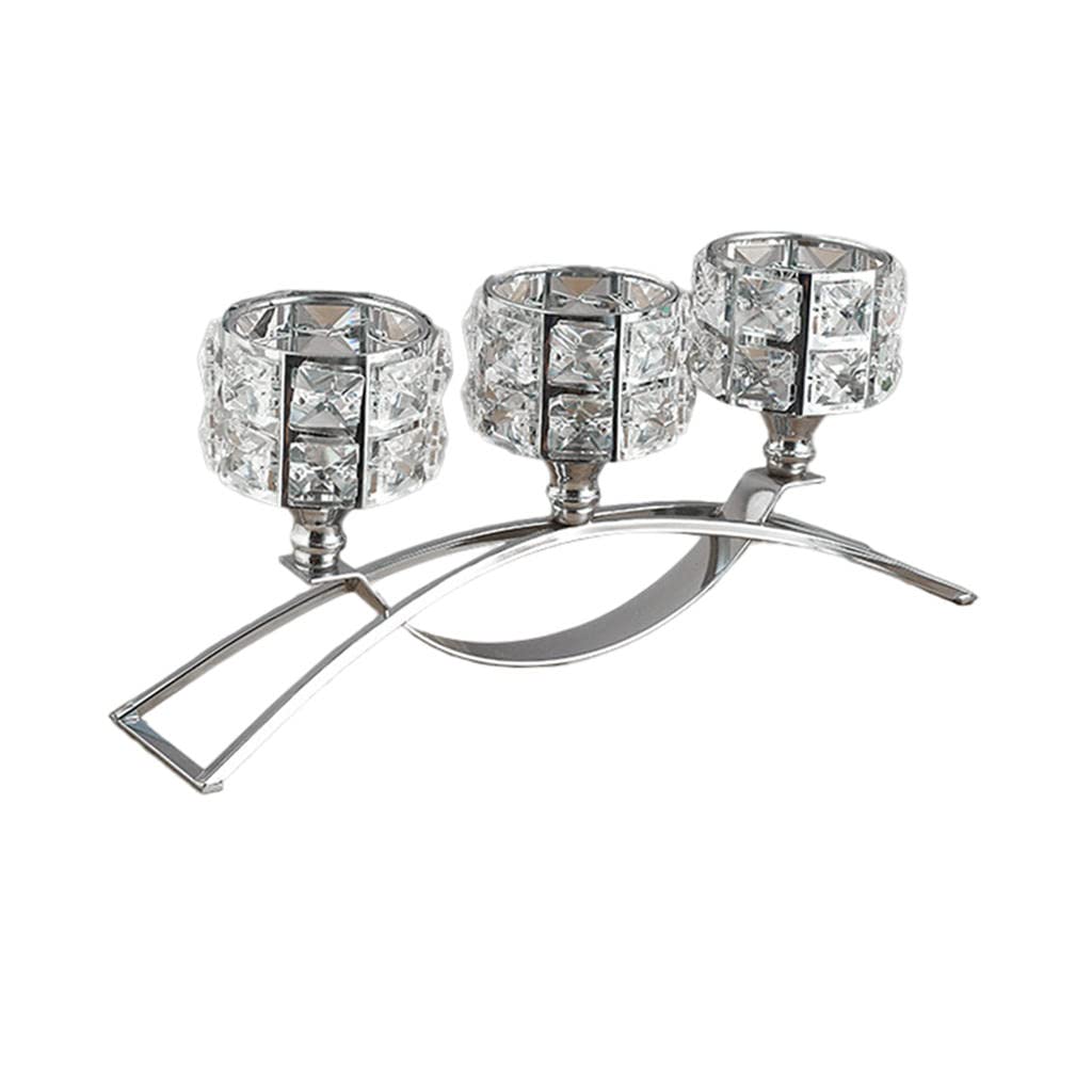 Baoblaze Vintage Style 3-Arm Crystal Candle Holder - Silver Candelabra for Dining Room Table, Home Decor, Wedding Centerpiece, Romantic Dinner, and Holiday Table Setting