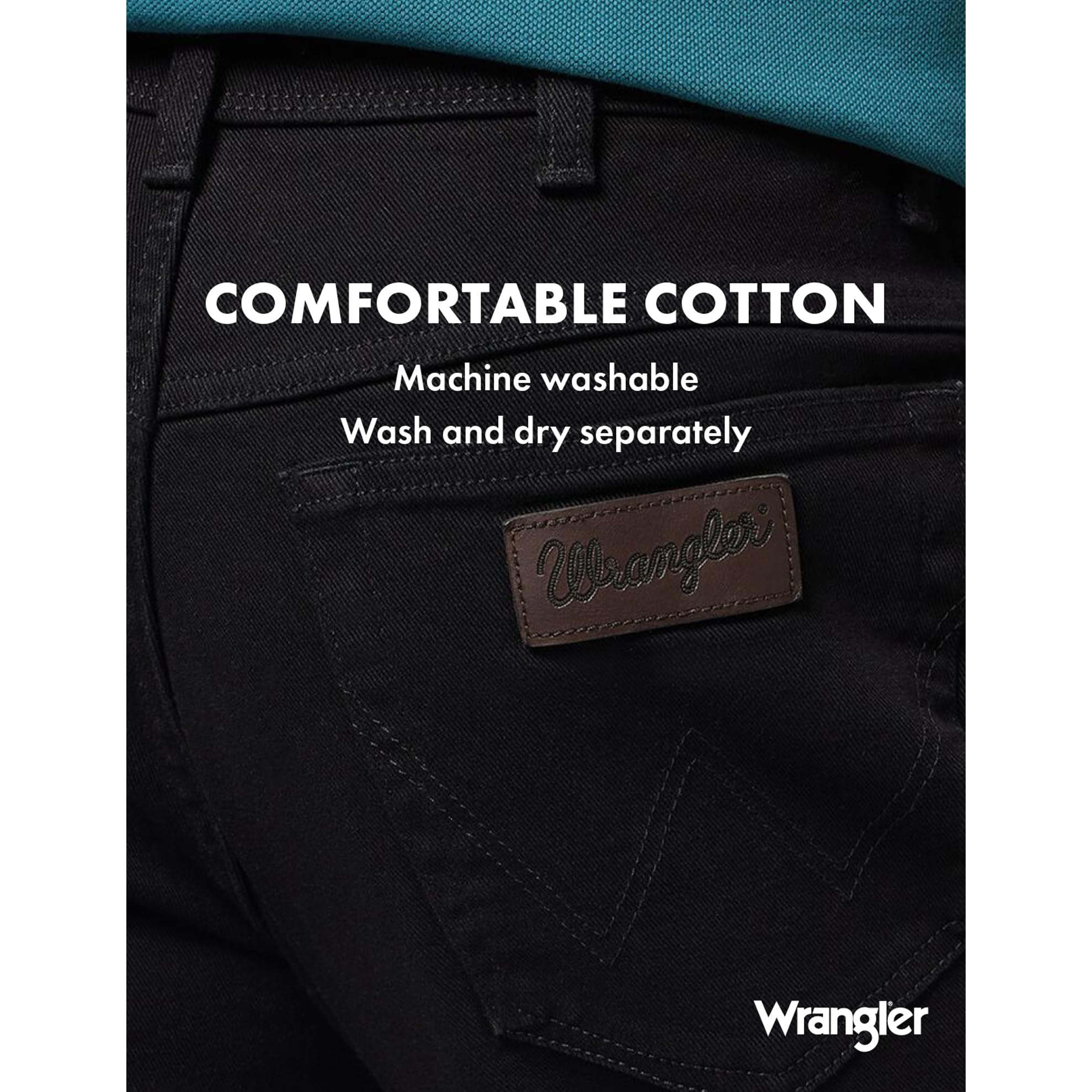 Wrangler Men's Texas Stretch Jeans - 40W x 34L, Comfort Fit Black Denim Pants for Work, Casual & Outdoor Activities