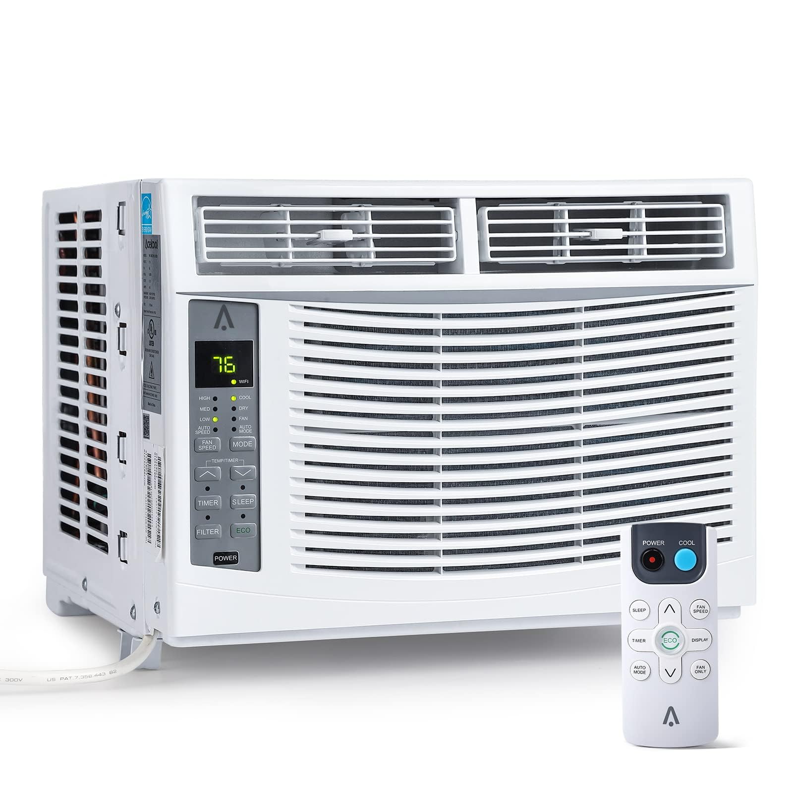 6,000 BTU Smart Wi-Fi Window Air Conditioner with Remote & App Control - Cools 350 Sq. Ft Rooms - Auto Restart & 24H Timer - Perfect for Bedrooms, Offices & Small Apartments (115V/60Hz, White)