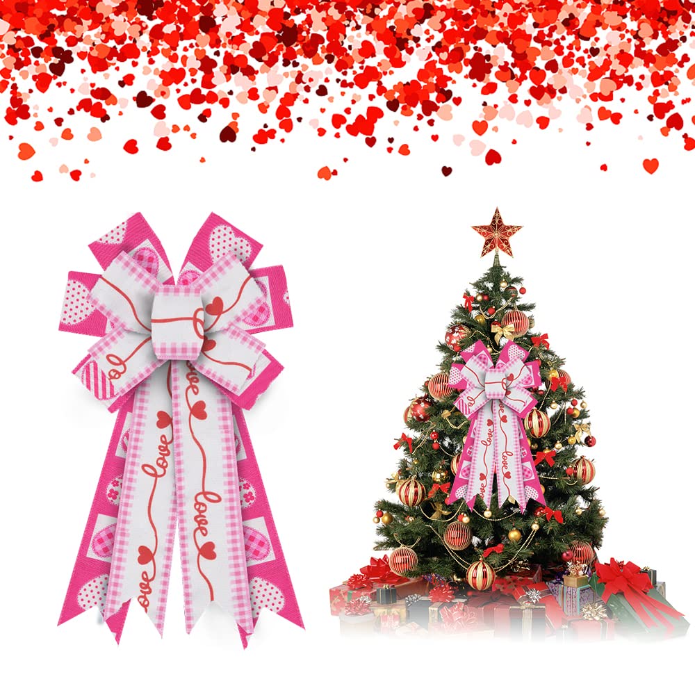 Valentine's Wreath Bows - Pink White Burlap for Door Decor & Party