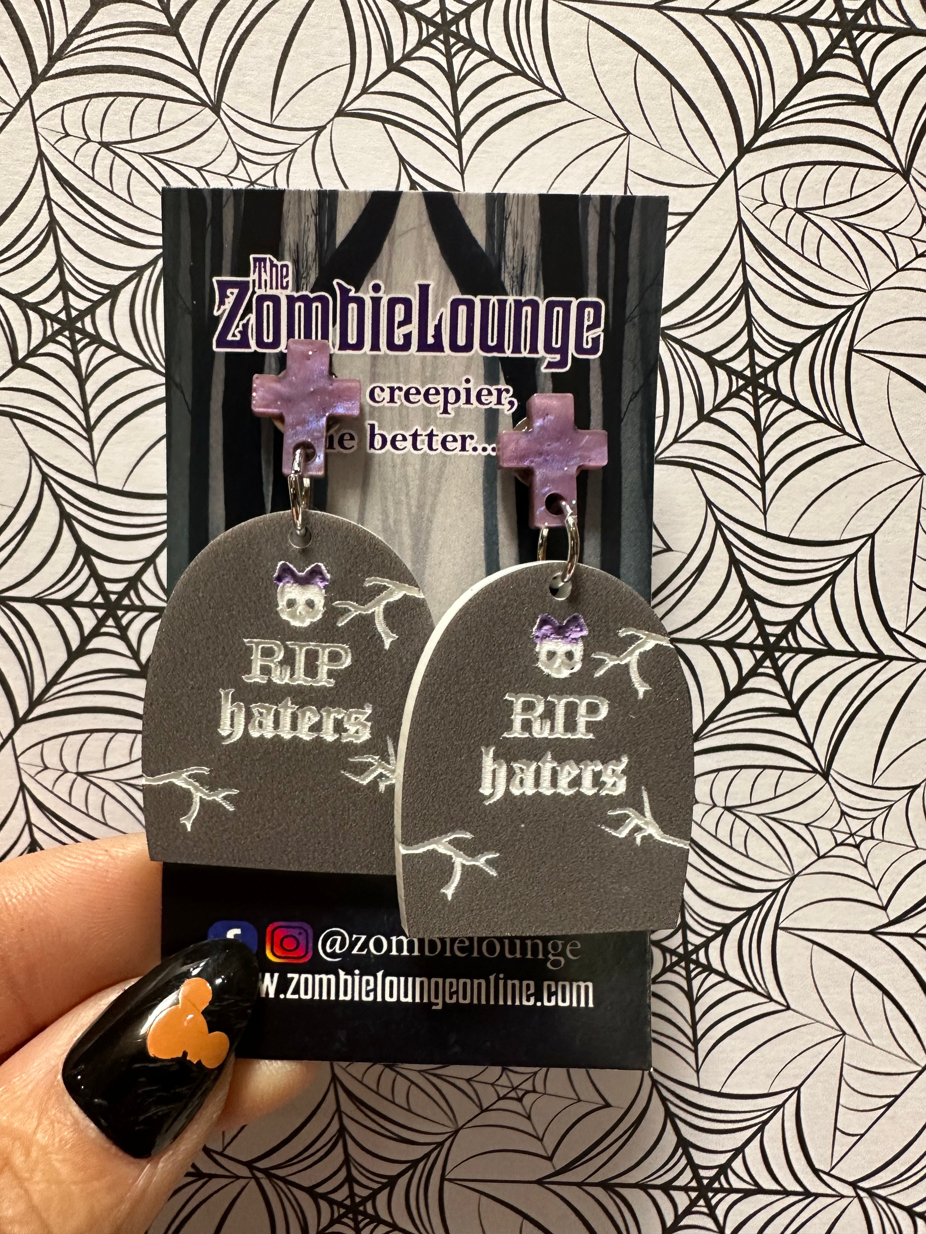 RIP Haters Earrings - Gothic Punk Statement Jewelry for Women | Trendy Skull Charm Dangle Earrings for Concerts, Parties & Alternative Fashion