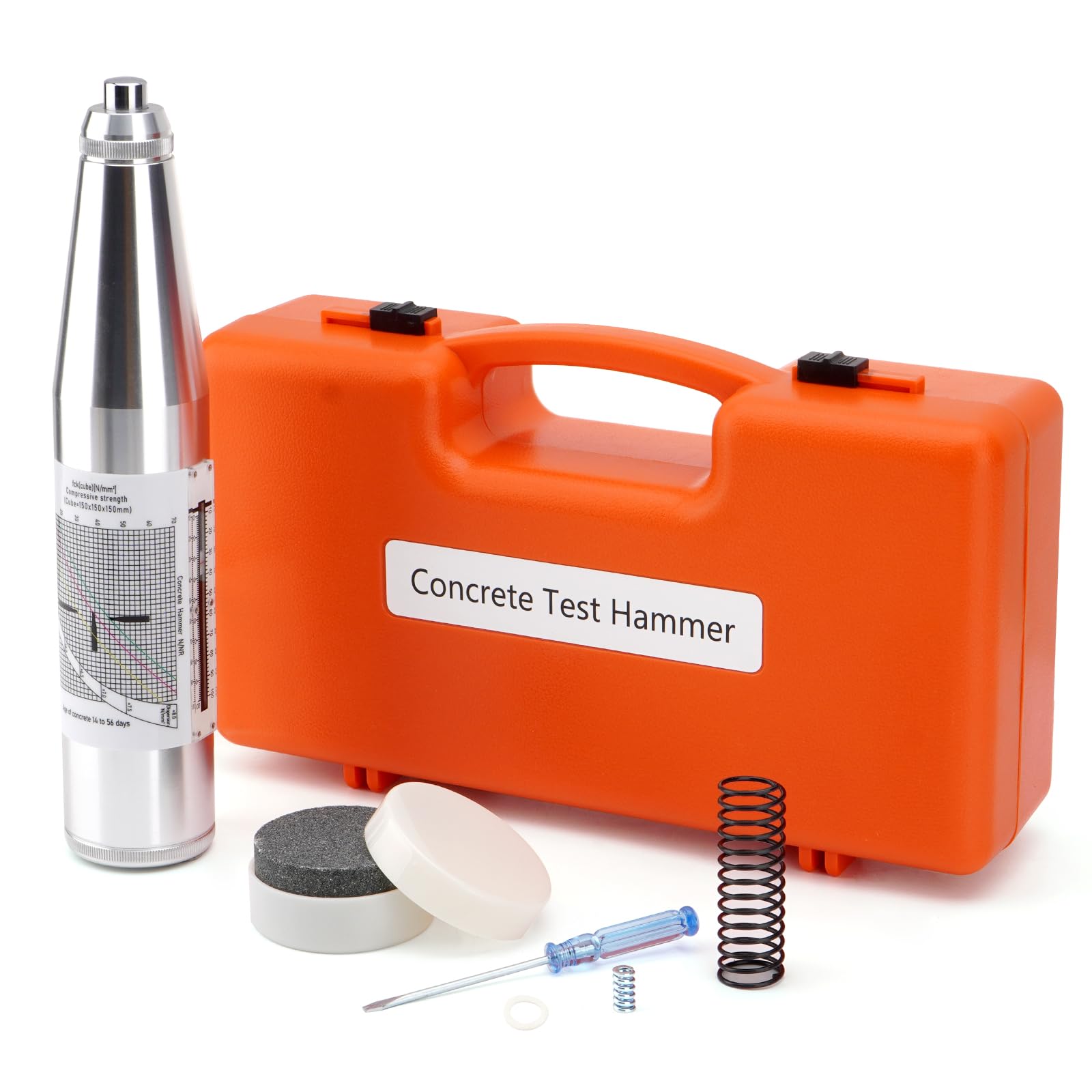 Professional Concrete Rebound Hammer Tester - 10-60Mpa (1450-8702psi) Portable Resilometer for Strength Testing | Construction Site, Quality Control & Building Inspection Tool