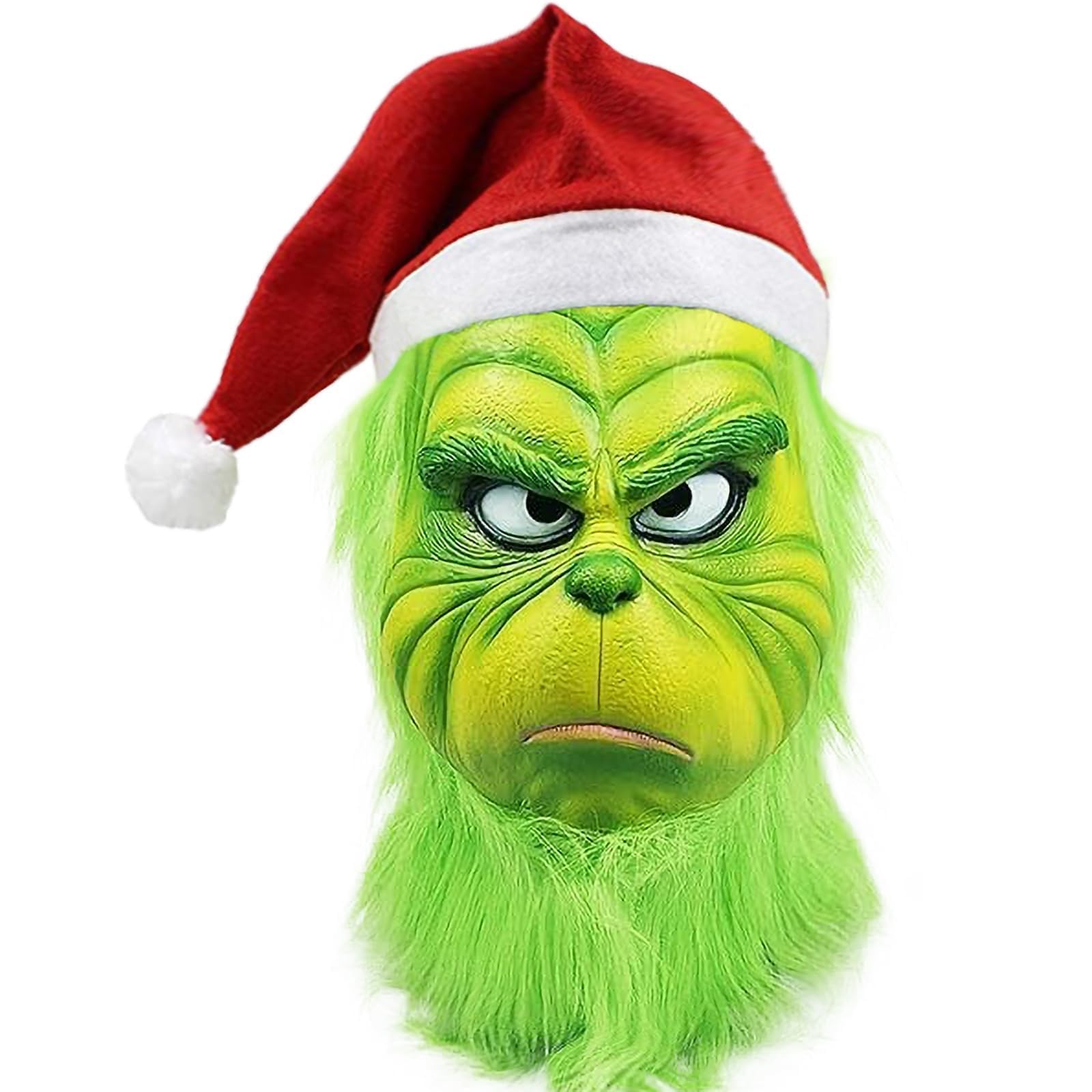 Green Christmas Cosplay Mask - Halloween & Holiday Party Costume Accessory for Festive Celebrations & Themed Events