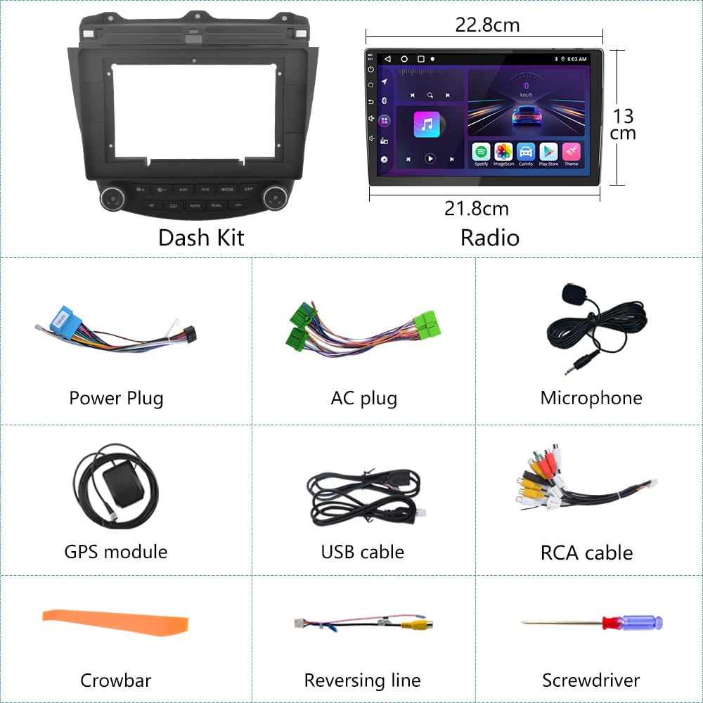 AWESAFE Android 12 Car Stereo for 2003-2007 Honda Accord 7th Gen | 9