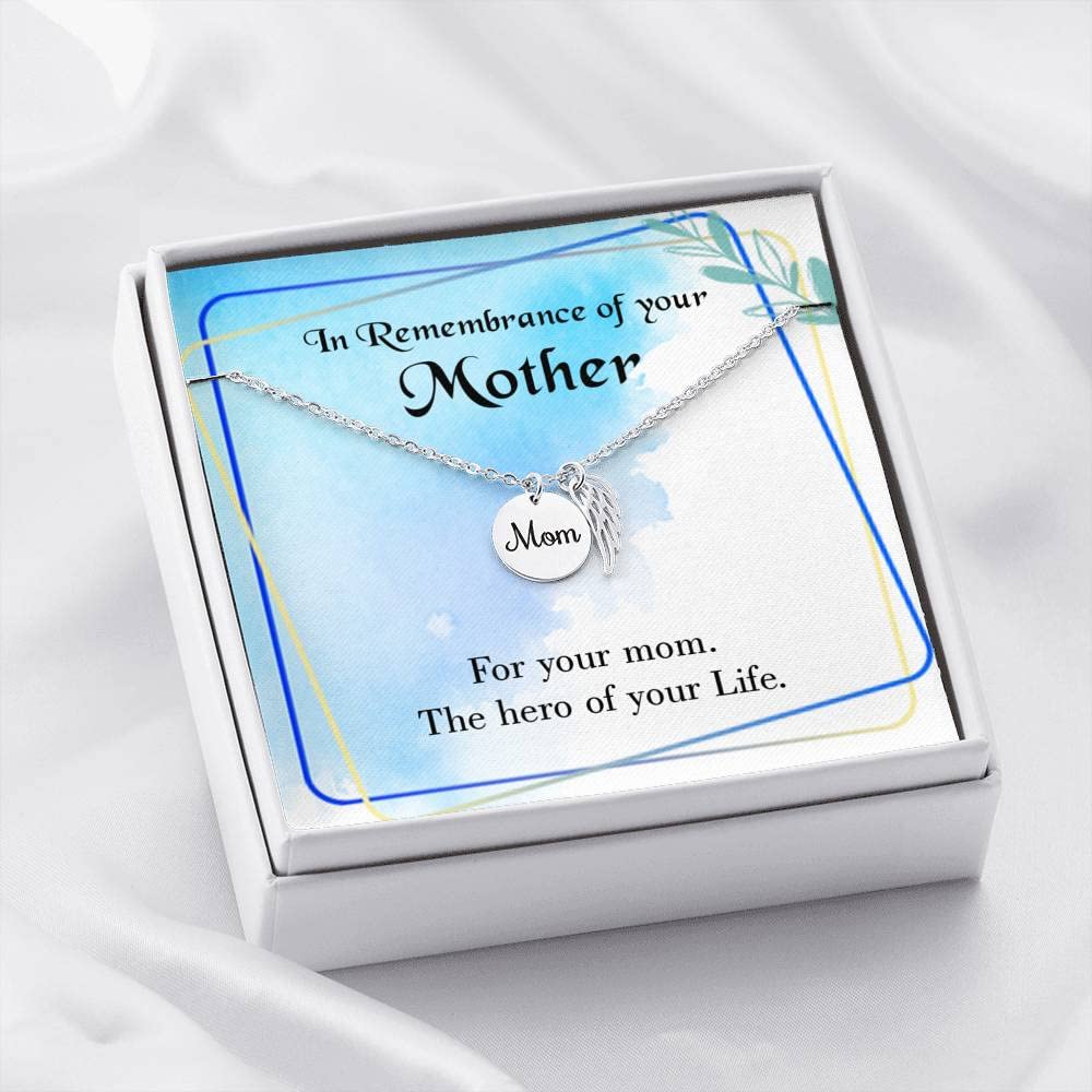 Memorial Necklace for Mom - Personalized Keepsake Jewelry to Honor & Remember Your Hero Mother | Perfect for Mother's Day, Birthday & Remembrance Gifts