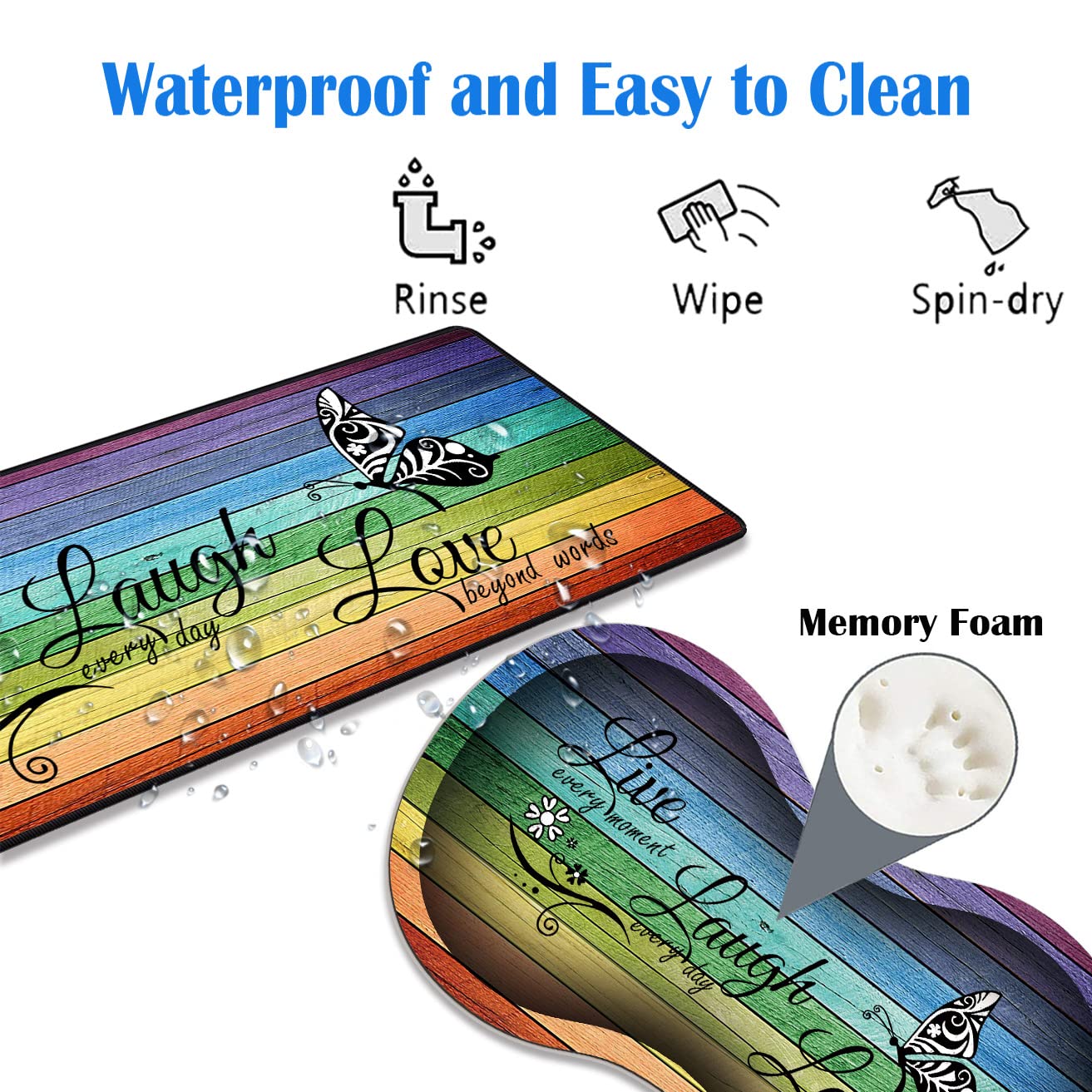 3-Piece Mouse Pad Set with Stitched Edges - Large Anti-Slip Desk Mat, Keyboard Pad & Memory Foam Wrist Rest - Includes Coffee Coaster - Perfect for Office, Home & Gaming (Glitter 