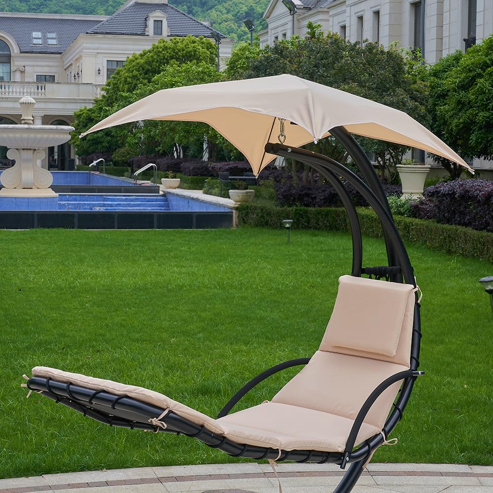 Replacement Cushion and Umbrella for Outdoor Hanging Lounge Chair - Chaise Hammock Chair Accessories | Perfect for Patio, Garden, and Poolside Relaxation