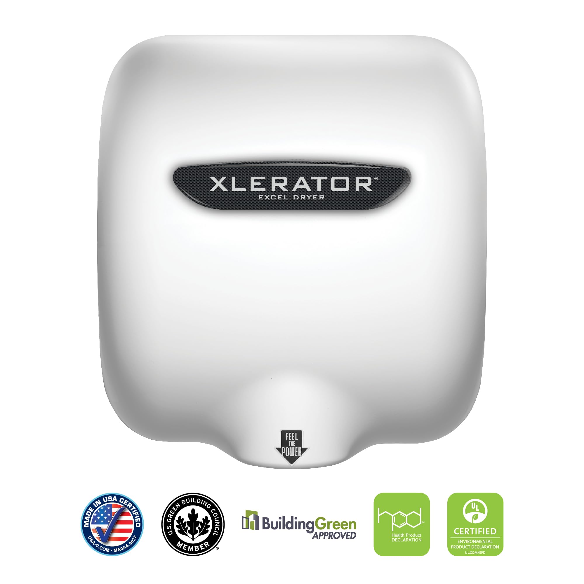 XLERATOR XL-WX High-Speed Automatic Hand Dryer - White Cover, 1.1 Noise Reduction Nozzle, 5.5A, 277V - Ideal for Restrooms, Hotels, and Commercial Spaces