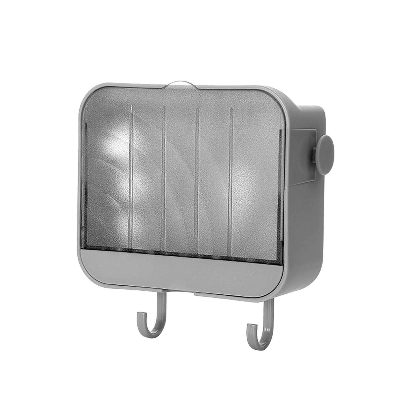 Sietore Punch-Free Wall Mount Soap Holder with Lid - Bathroom & Kitchen Soap Dish Box, Gray - Perfect for Shower, Sink, and Countertop Organization