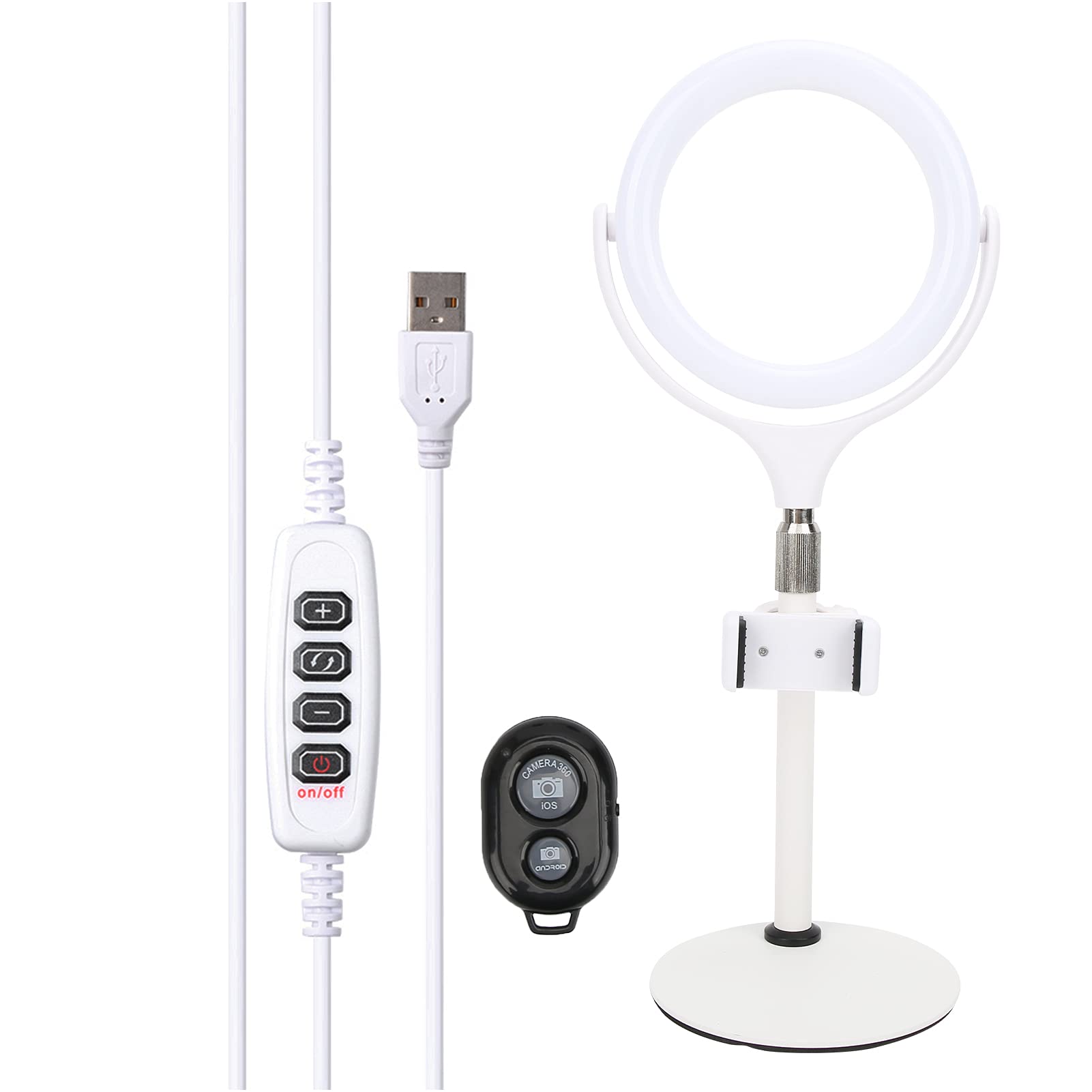 8in Shape Fill Light with 66PC LED Beads, 360° Rotatable & Adjustable Brightness, Remote Control, Telescopic Stand - Perfect for Live Streaming, Selfies, Night Photography, YouTube Videos, TikTok Content Creation and Studio Lighting