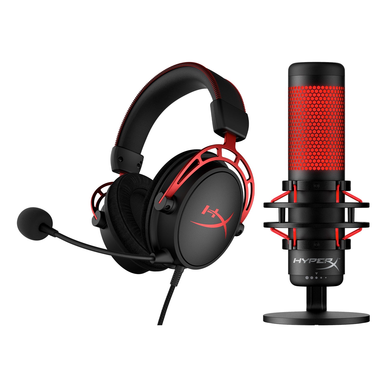 HyperX Cloud Alpha Wired Gaming Headset with QuadCast USB Microphone Bundle - Perfect for PC, PS4, Xbox Gaming & Streaming