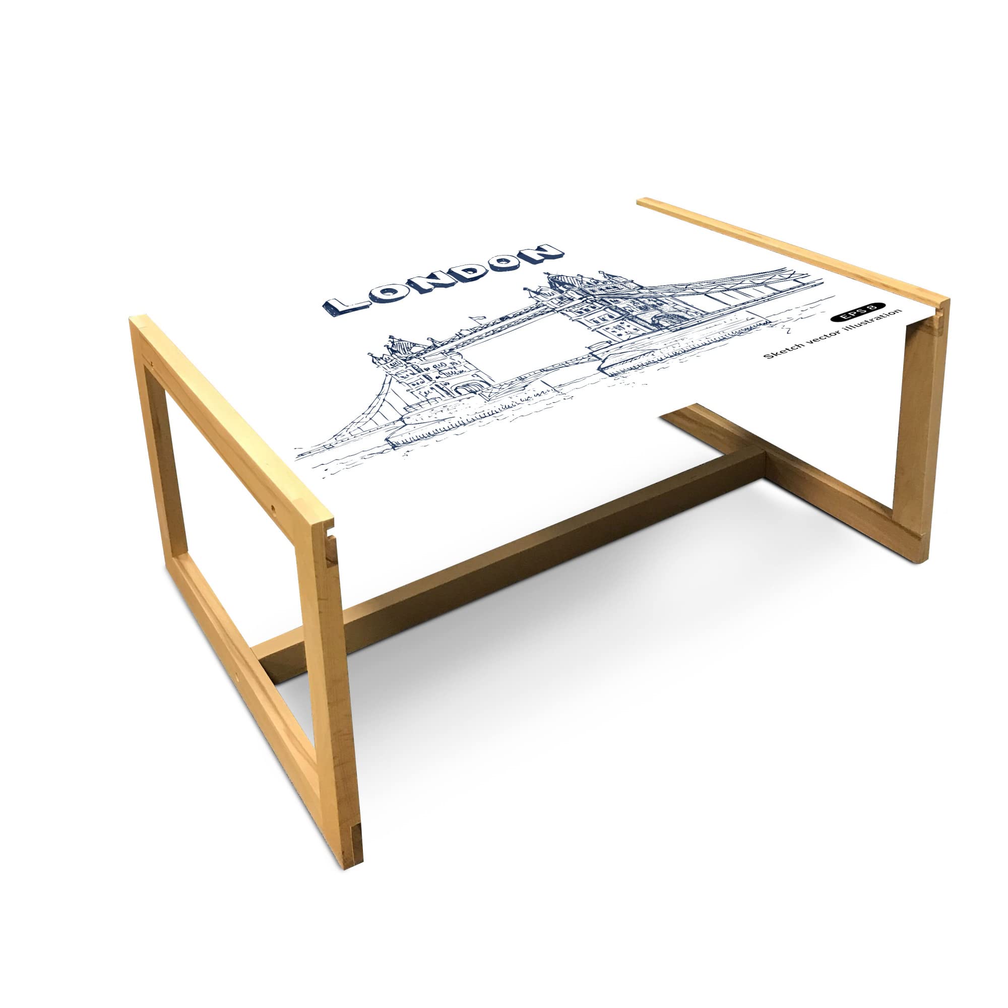 Ambesonne London Coffee Table - Big Ben View, Wooden Frame for Office & Dorm Decor