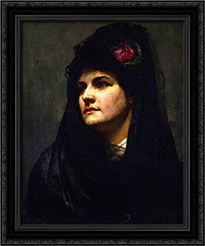 20x24 Black Ornate Wood Framed Canvas Art by Tom Roberts - Spanish Beauty Painting for Living Room, Bedroom & Office Decor