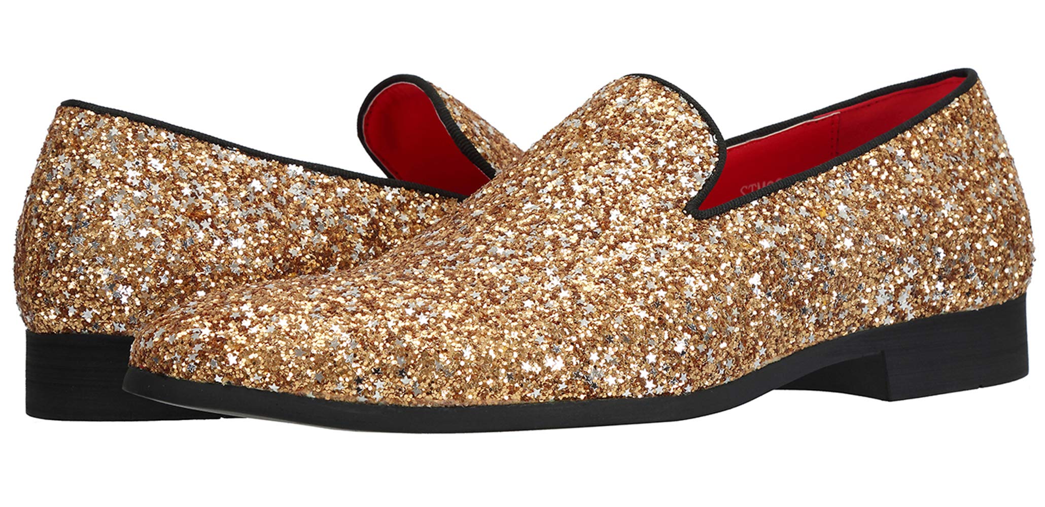 Santimon Men's Slip-On Loafers with Metallic Sequins - Glitter Party Shoes for Nightclub, Wedding & Prom - Comfortable Dress Shoes for Formal Events & Special Occasions