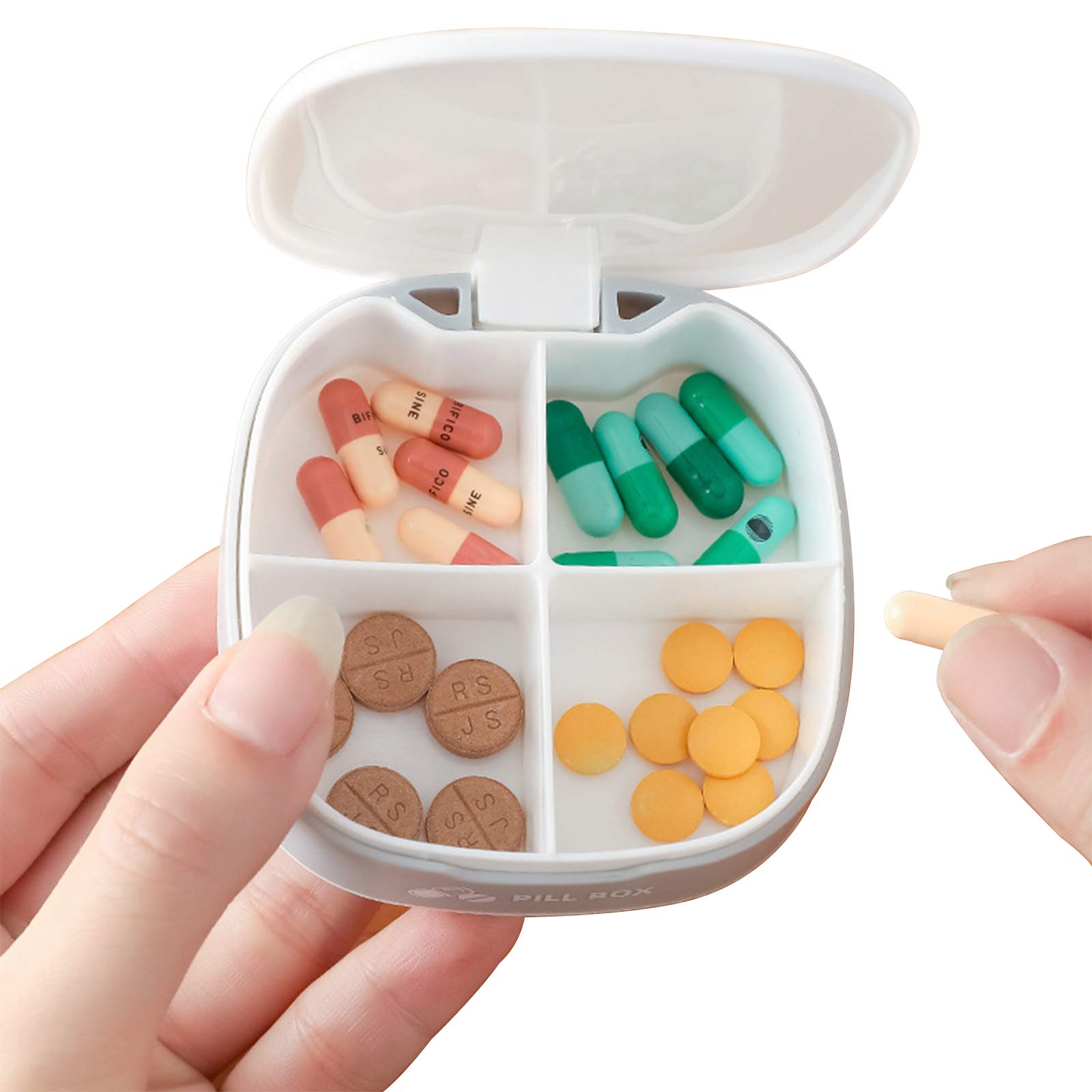 4 Times a Day Pill Organizer Box - Small Weekly Medicine Case for Vitamins & Supplements (White, 1PCS) - Perfect for Travel, Home & Daily Medication Management