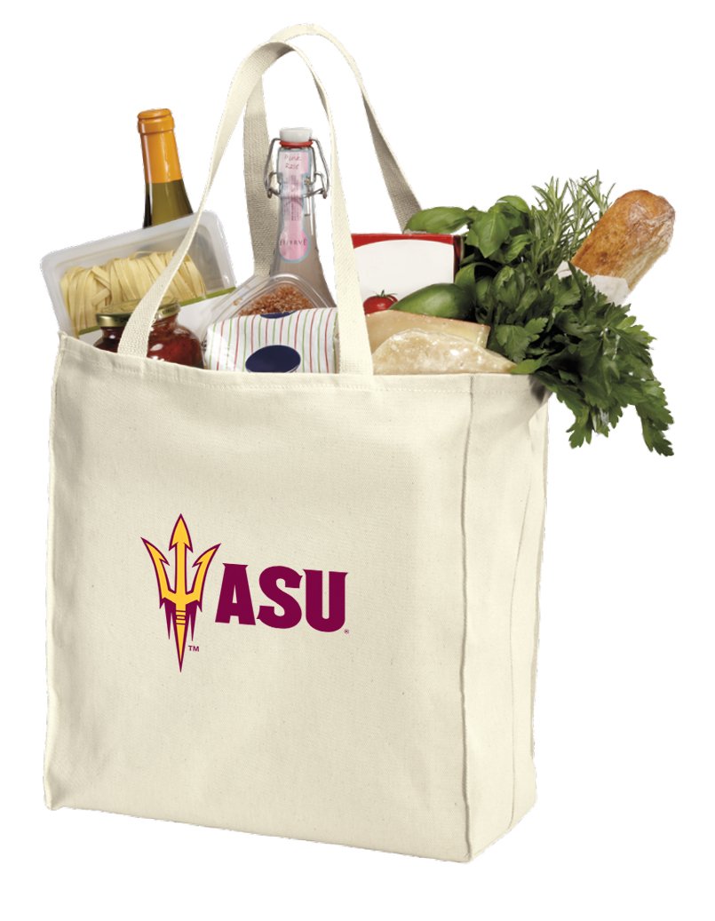 ASU Reusable Grocery Bags - Eco-Friendly Arizona State University Cotton Shopping Tote for Groceries, Campus Life & Sustainable Living