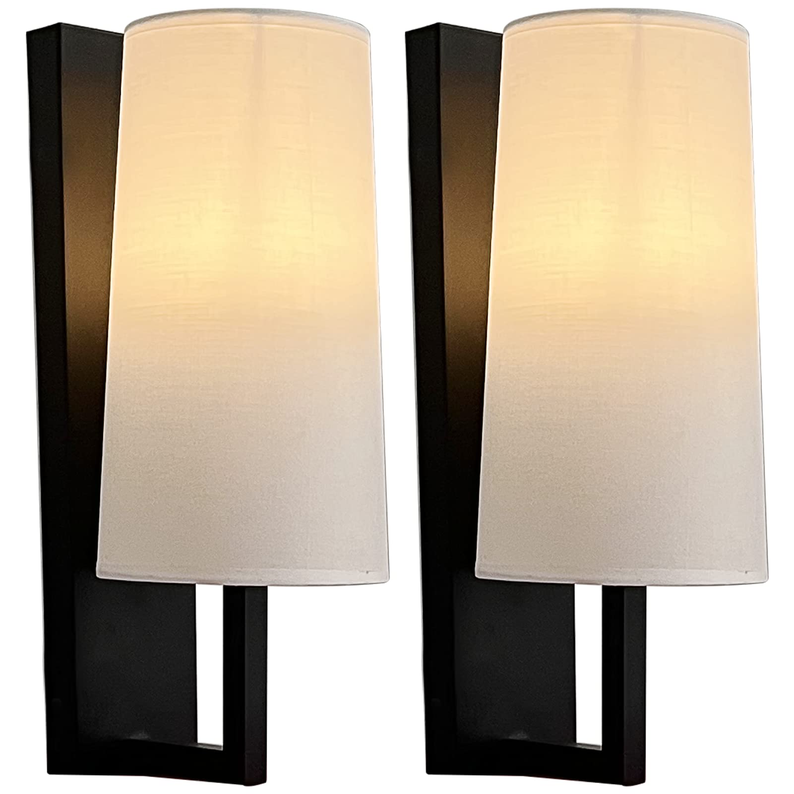 Battery Operated Wall Sconces with Fabric Shade - Wireless Indoor Wall Lights, No Wiring Required - Perfect for Bedroom, Living Room, Hallway & Dorm Decor (Fabric Shade Wall Lights)