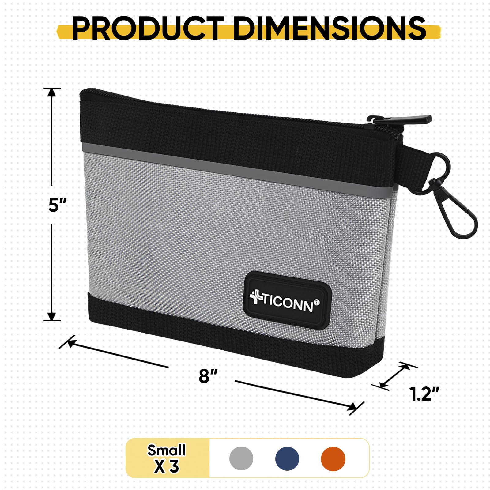 TICONN 1680D Oxford Waterproof Tool Pouch with Zipper - 3 Pack Small Utility Bags for Tool Organizers, Storage & DIY Projects - Ideal for Electricians, Mechanics & Home Repair