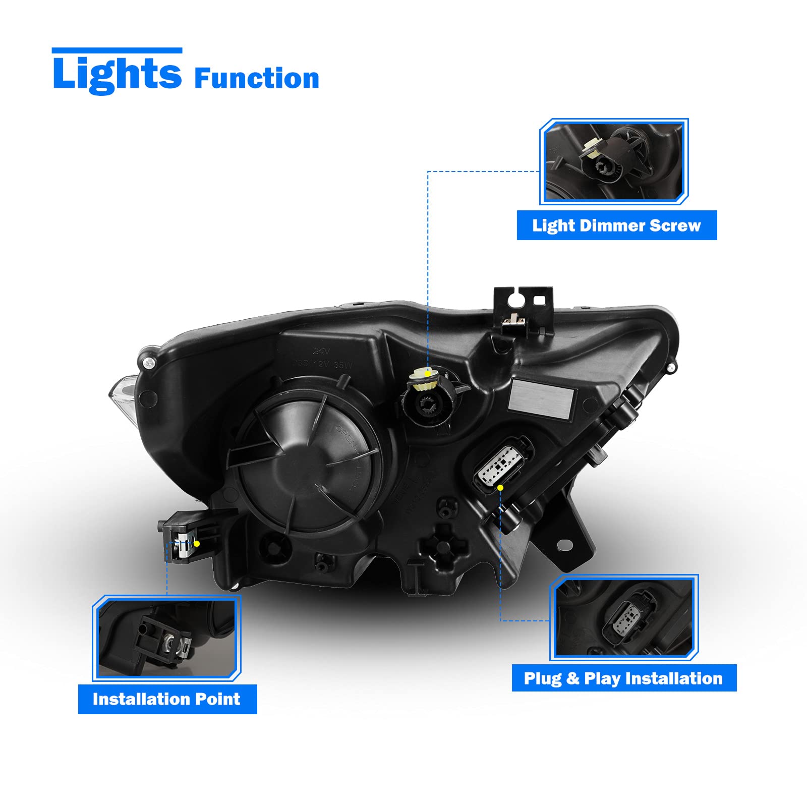 WOLFSTORM LED Headlight Assembly with DRL - Compatible with 2015-2017 Ford Mustang, Black Housing & Clear Lens Replacement - Upgrade for Night Driving & Enhanced Style