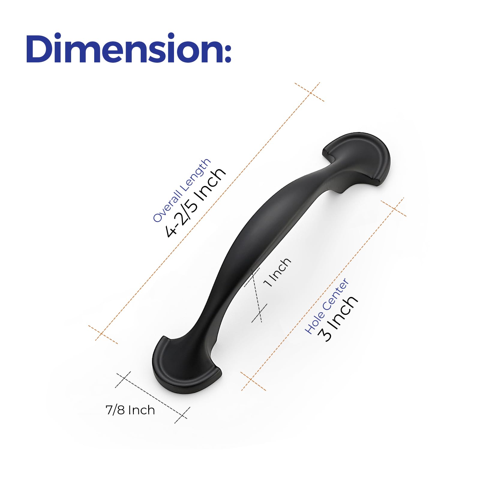 Ravinte 5-Pack Matte Black Cabinet Handles - 3