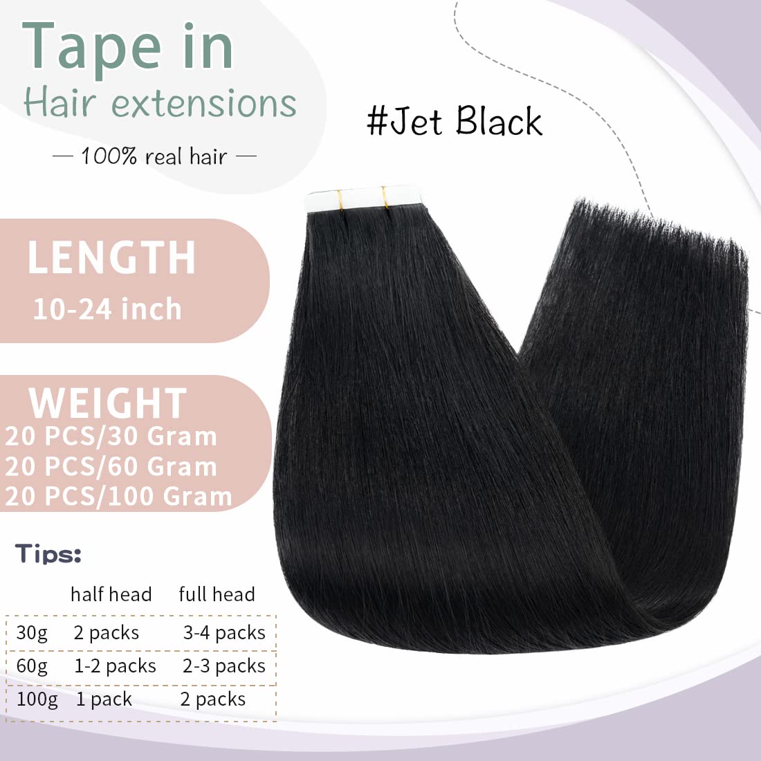 20pcs 30g Rooted Tape-in Human Hair Extensions - Seamless Skin Weft Invisible Double Sided Tape - Silky Straight 12 Inch #01 Jet Black - Real Human Hair Pieces for Natural Look - Perfect for Daily Wear, Parties & Special Occasions