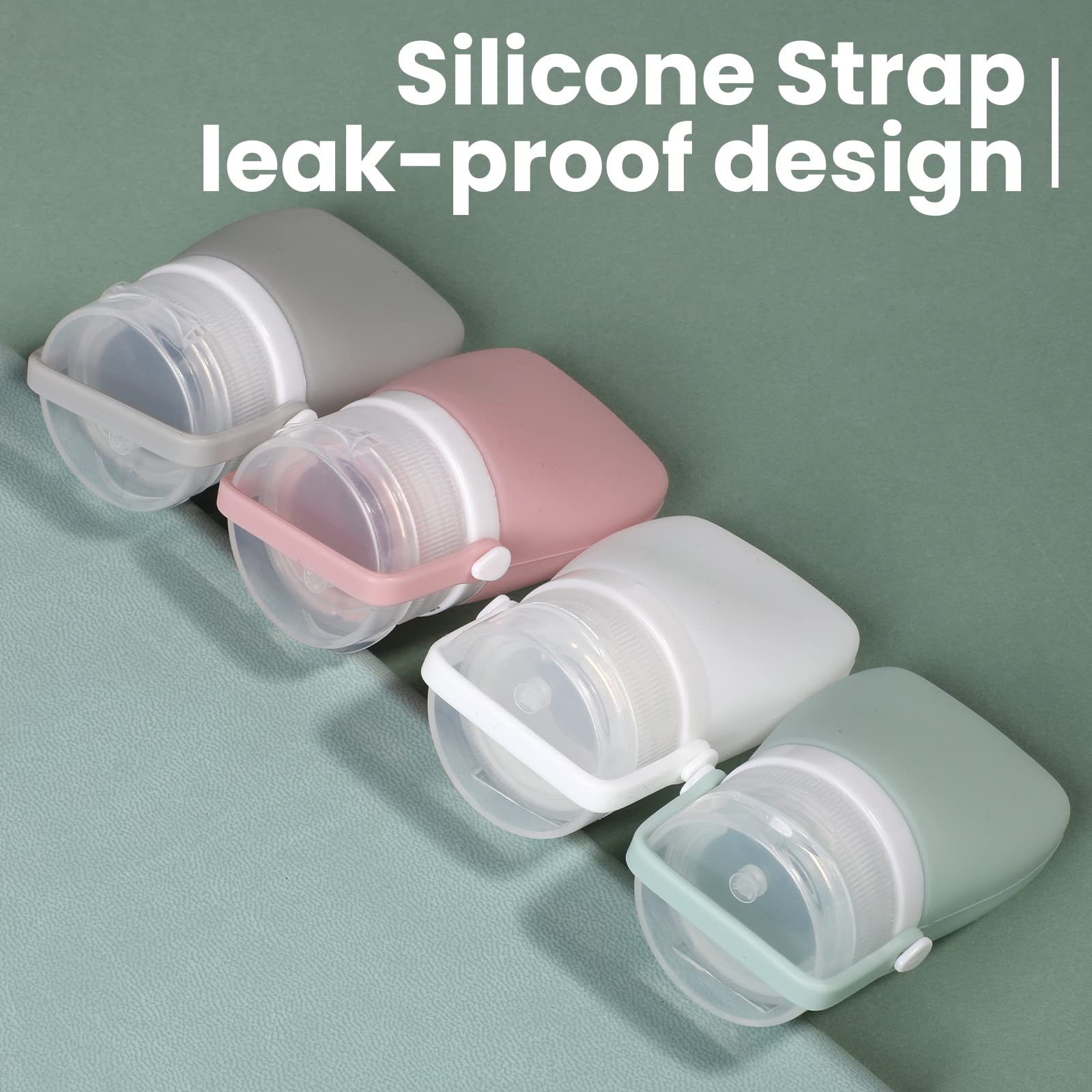 RONRONS 1oz Travel Bottles - Leak Proof Silicone Squeeze Containers for Toiletries, Shampoo, Conditioner & Condiments (4 Pack) | TSA Approved for Air Travel, Perfect for Salads, Sauces & Ketchup on the Go