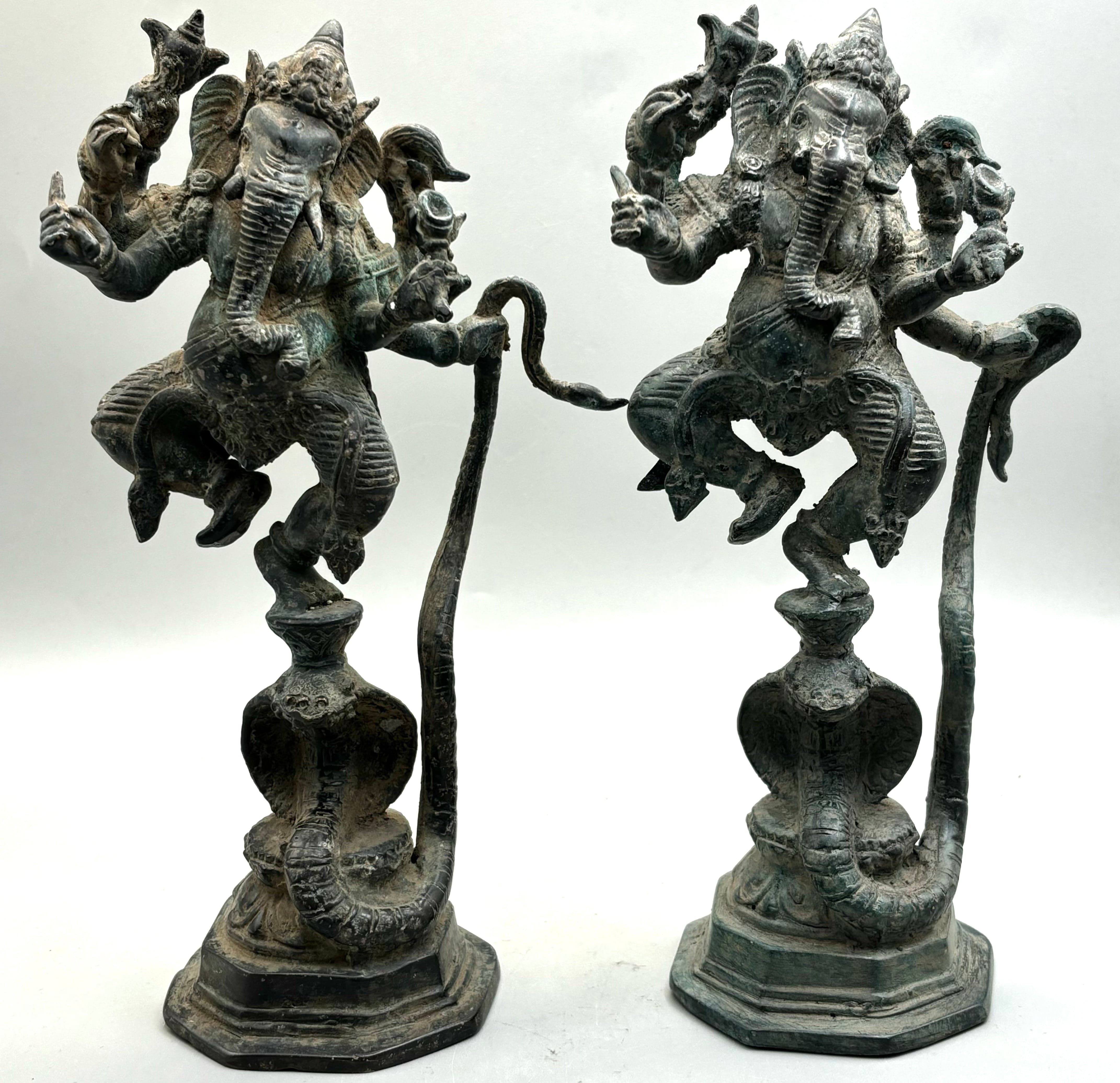 Handcrafted Bronze 6-Armed Elephant Statue - Exquisite Hindu & Buddhist Decor for Home Altar, Meditation Room, or Office Desk