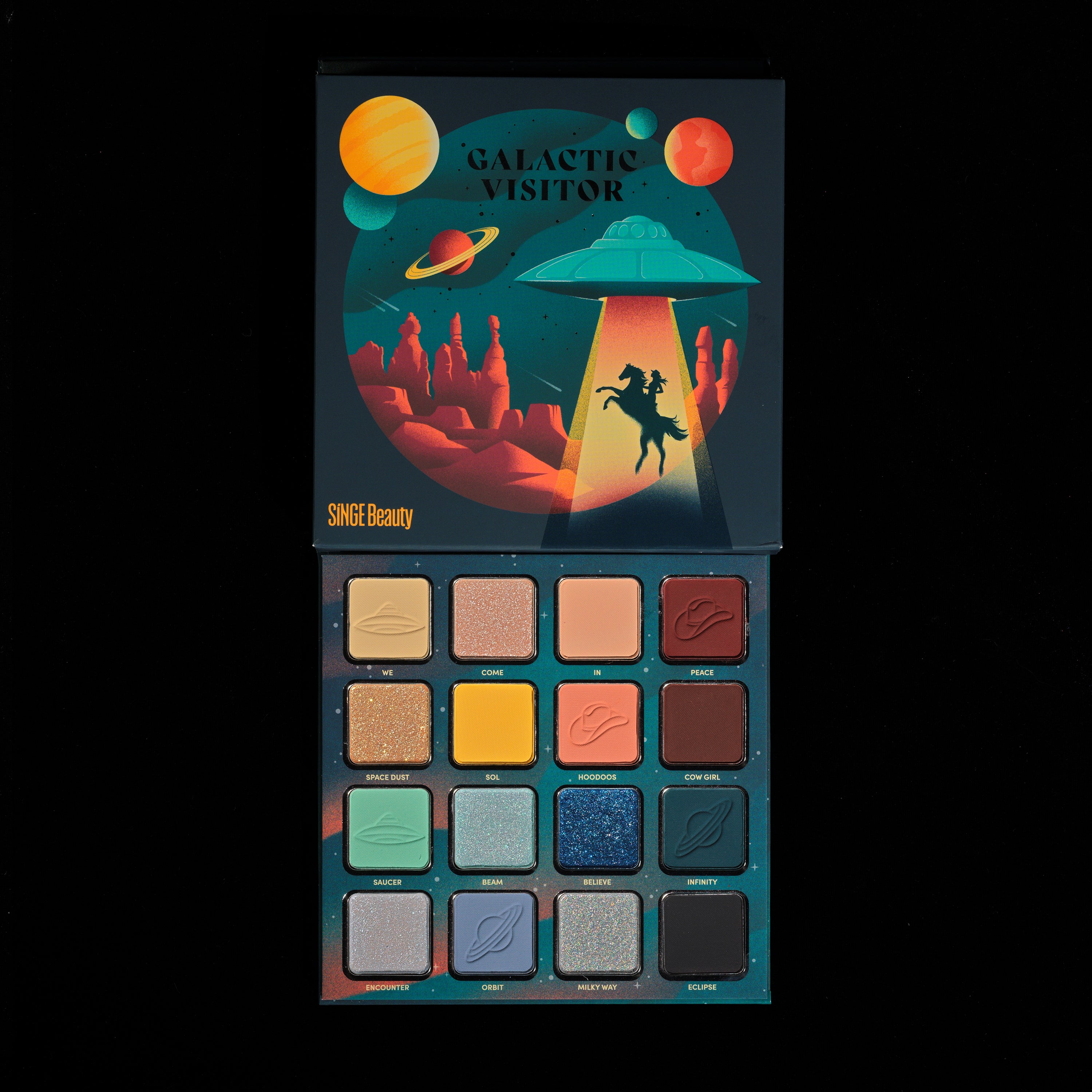 Galactic Visitor Eyeshadow Palette - 12 Vibrant Colors, Long-Lasting & Pigmented for Stunning Makeup Looks | Perfect for Party, Halloween, Cosplay & Night Out