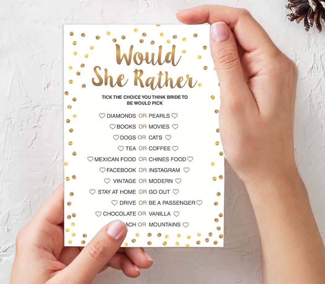 Bachelorette Party Games Set - 4 Fun Bridal Shower Games with Gold Confetti (50 Sheets Each) | Perfect for Wedding Showers, Girls Night Out & Bachelorette Parties
