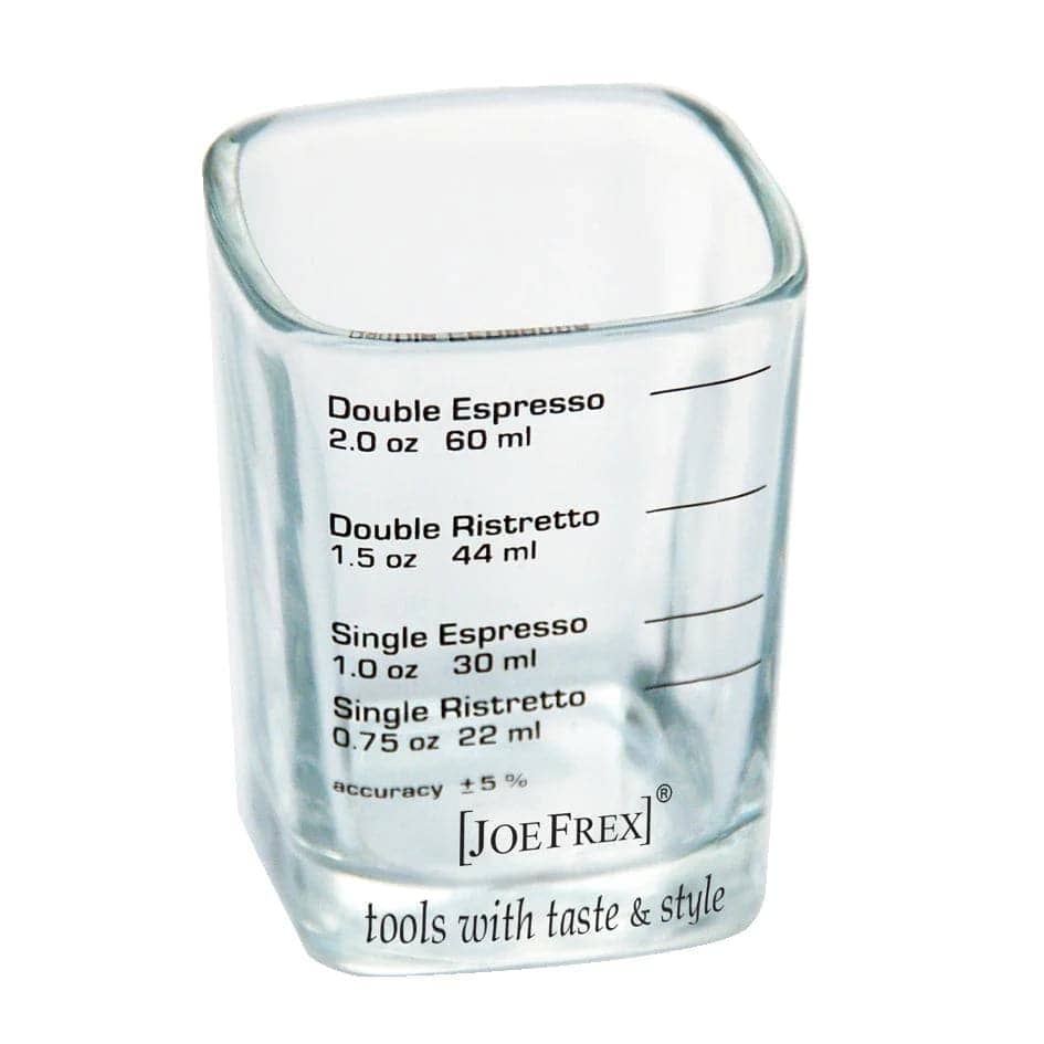 Joe Frex Espresso Measured Shot Glass - 2oz/60ml Barista Coffee Measuring Cup with Handle & Spout - Perfect for Latte Art, Cocktails & Home Brewing