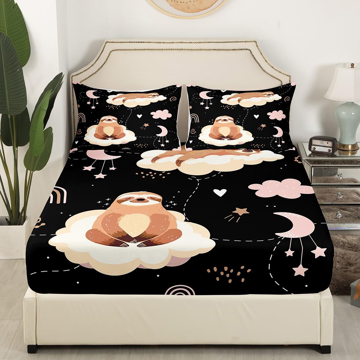 Sloth Bedding Set for Kids - Cute Animal Print Microfiber Fitted Sheet & Bed Cover - Twin Size Boys Girls Room Decor | Perfect for Nursery, Bedroom & Sleepover Party Decorations