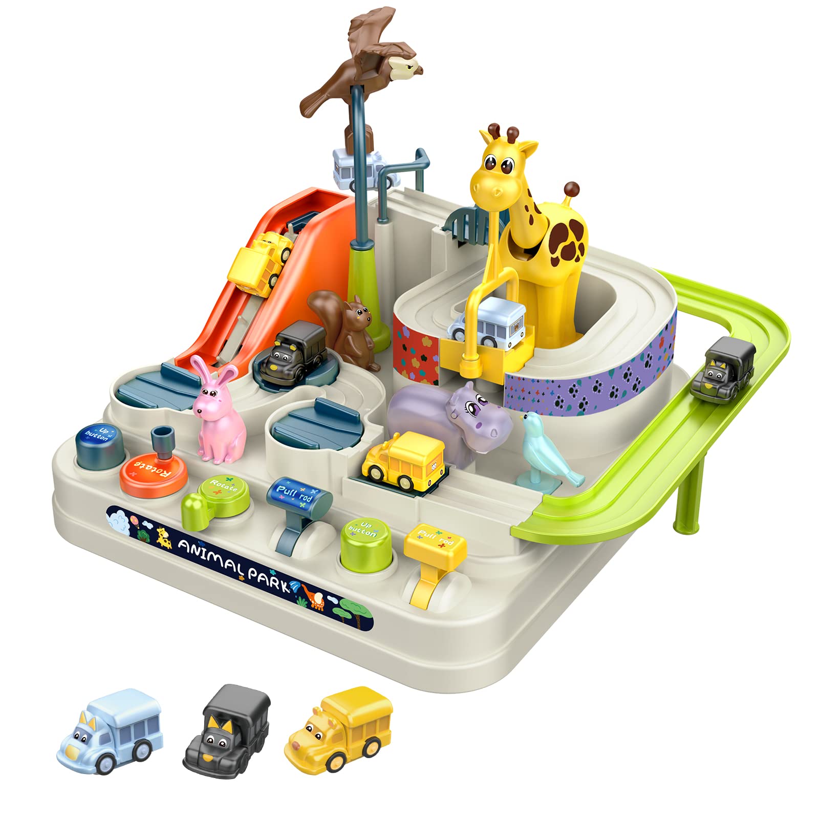 Car Rescue Adventure Toys Set with 3 Mini Cars - Race Track Playset for Toddlers & Kids Ages 3-6 - Educational Vehicle Ramp Game for Boys & Girls - Perfect for Birthday Gifts & Indoor Playtime