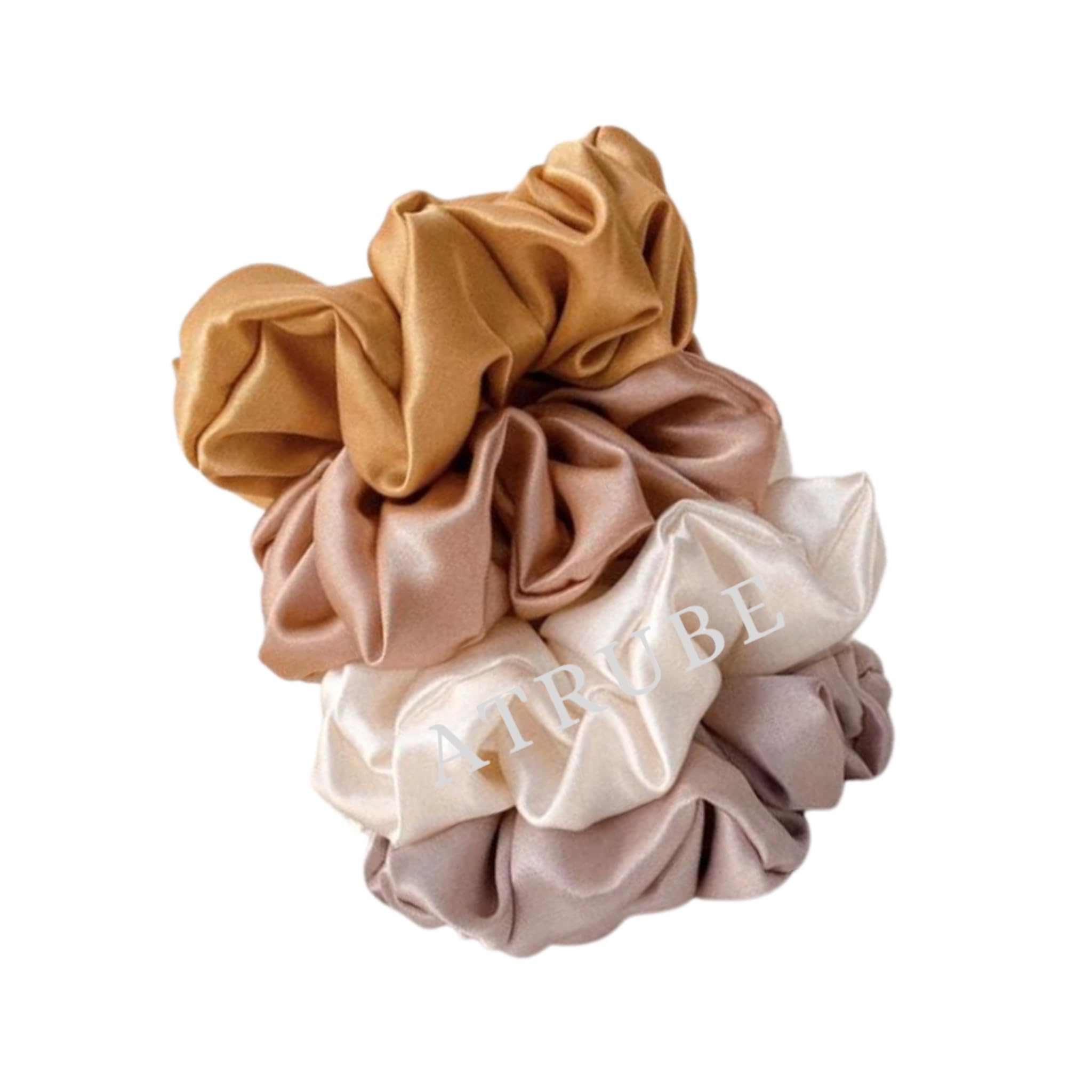 Atrube's Satin Silk Hair Scrunchies - 6-Pack Soft Hair Ties for Women & Girls, Fluffy Ponytail Holders for Fine & Curly Hair - Perfect for Work, Gym, Sleep & Everyday Use