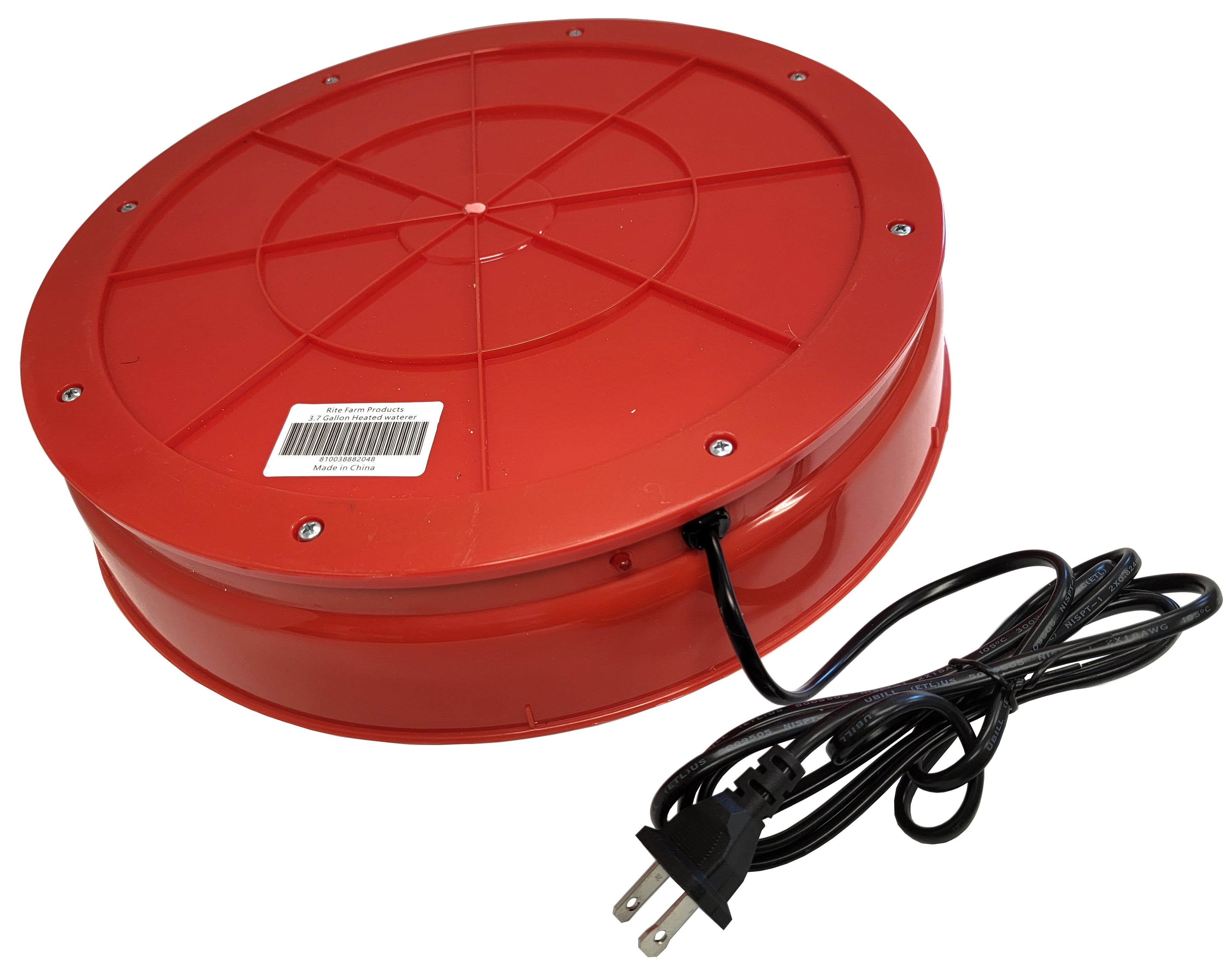 Rite Farm 3.7 Gallon Heated Poultry Waterer for Chickens - Automatic Gravity-Fed Winter Water Dispenser for Coops, Ducks & Small Animals - Perfect for Cold Weather & Outdoor Use