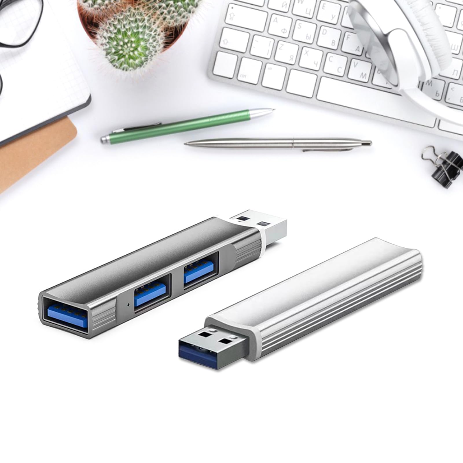 HOOLRZI 3-Port USB 3.0 Hub - Aluminum Ultra Slim Portable USB Splitter Adapter for Laptop, PC, Mac - Fast Data Transfer & Charging Dock Station for Home, Office, Travel